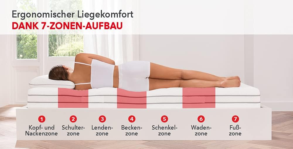 Matratzen Concord Sleepsy Leron Matratze 90x200 cm Komfortschaum 7-Zonen H2 Öko-Tex