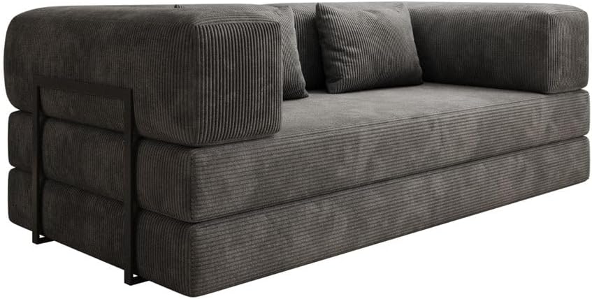 Luxusbetten24 Designer Sofa Lazy 3 Sitzer in Cord Grau