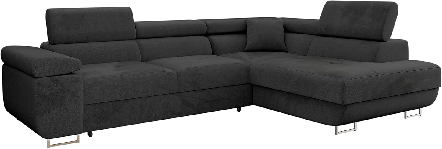Mirjan24 Ecksofa Torezio mit Bettkasten, Einstellbare Kopfstützen, Sofa mit Schlaffunktion, Eckcouch für Wohnzimmer, Polsterecke, L-Form Couch mit Bettfunktion (Manila 18, Seite: Rechts)