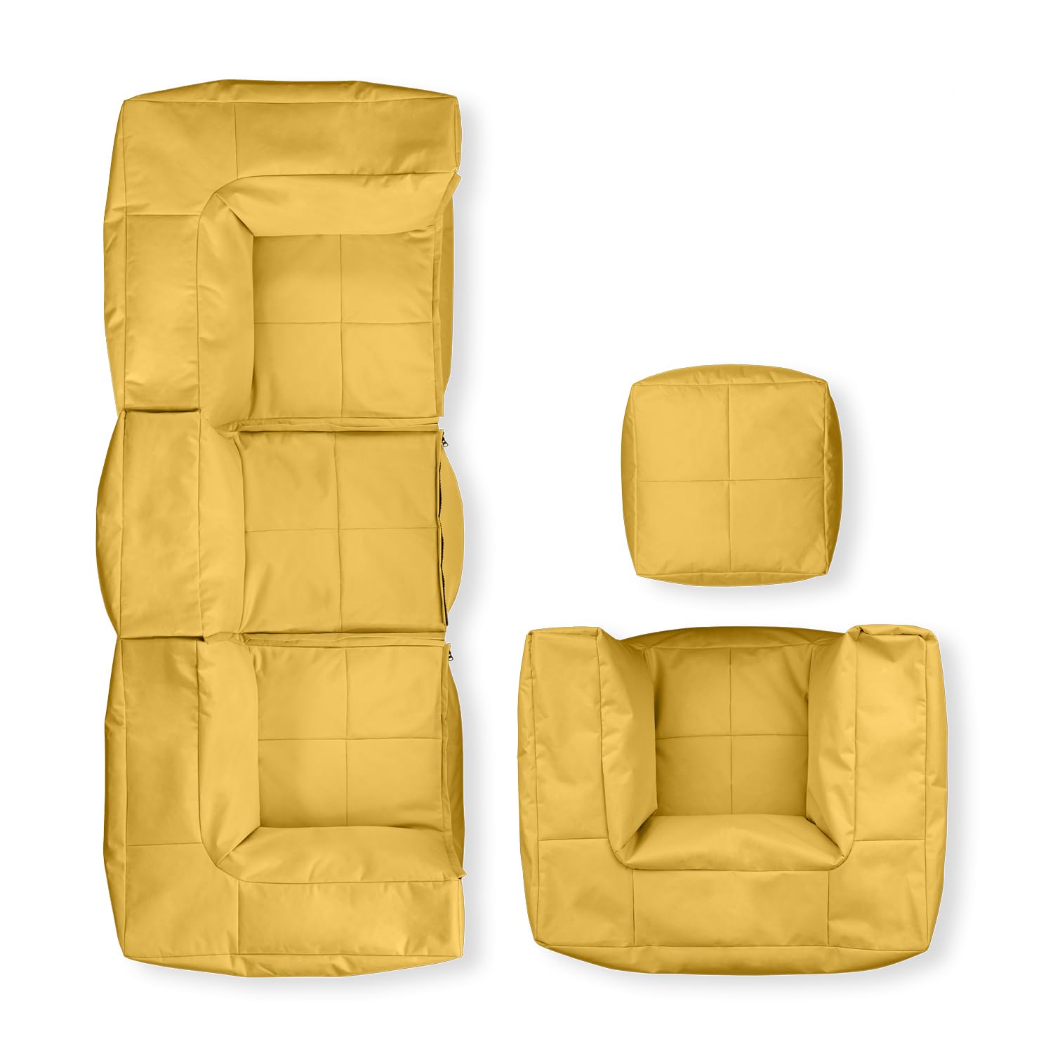 Lumaland Modulares Basic Set - Cord-Reihe | Indoor Sitzsäcke mit Softer Struktur, ideal Sofa Modulen & zum Pouf | Bean Bag mit Füllung - für Wohnzimmer & Co.