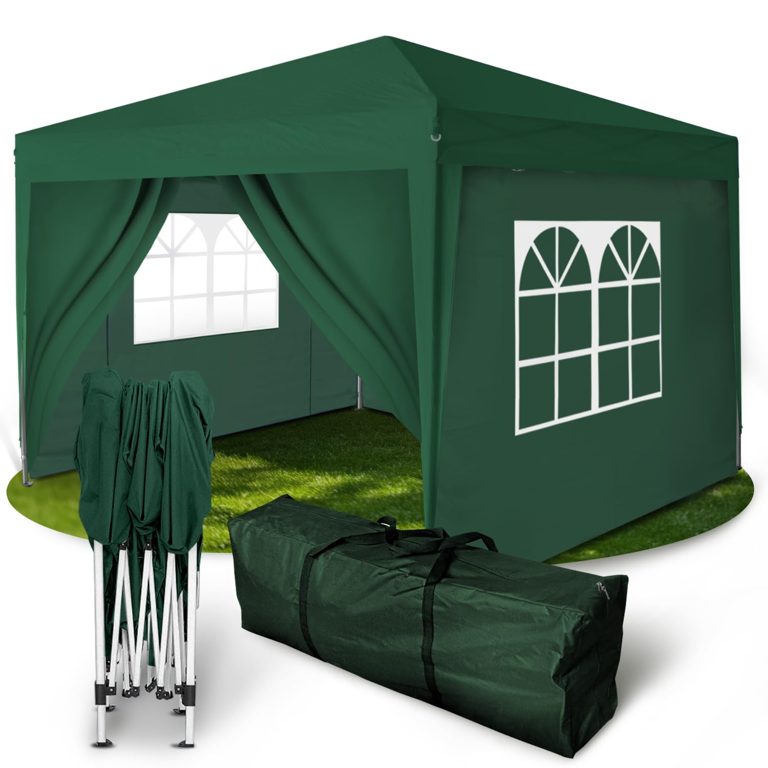 Kronenburg Faltpavillon wasserdicht Dachmaß 3 x 3 m UV Schutz 50+ Pavillon in Schwarz mit 4 Seitenteilen