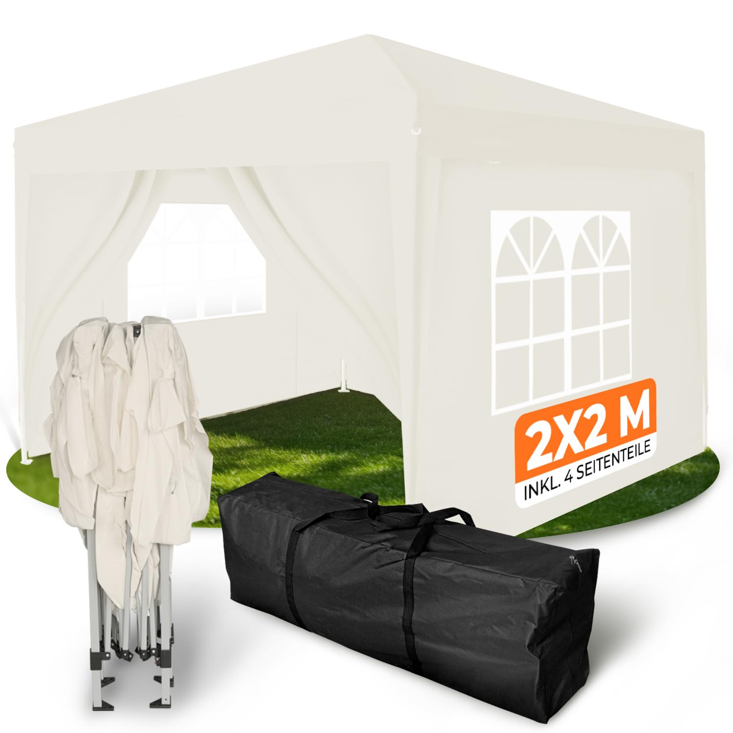 Kronenburg Faltpavillon wasserdicht Dachmaß 3 x 3 m UV Schutz 50+ Pavillon in Schwarz mit 4 Seitenteilen