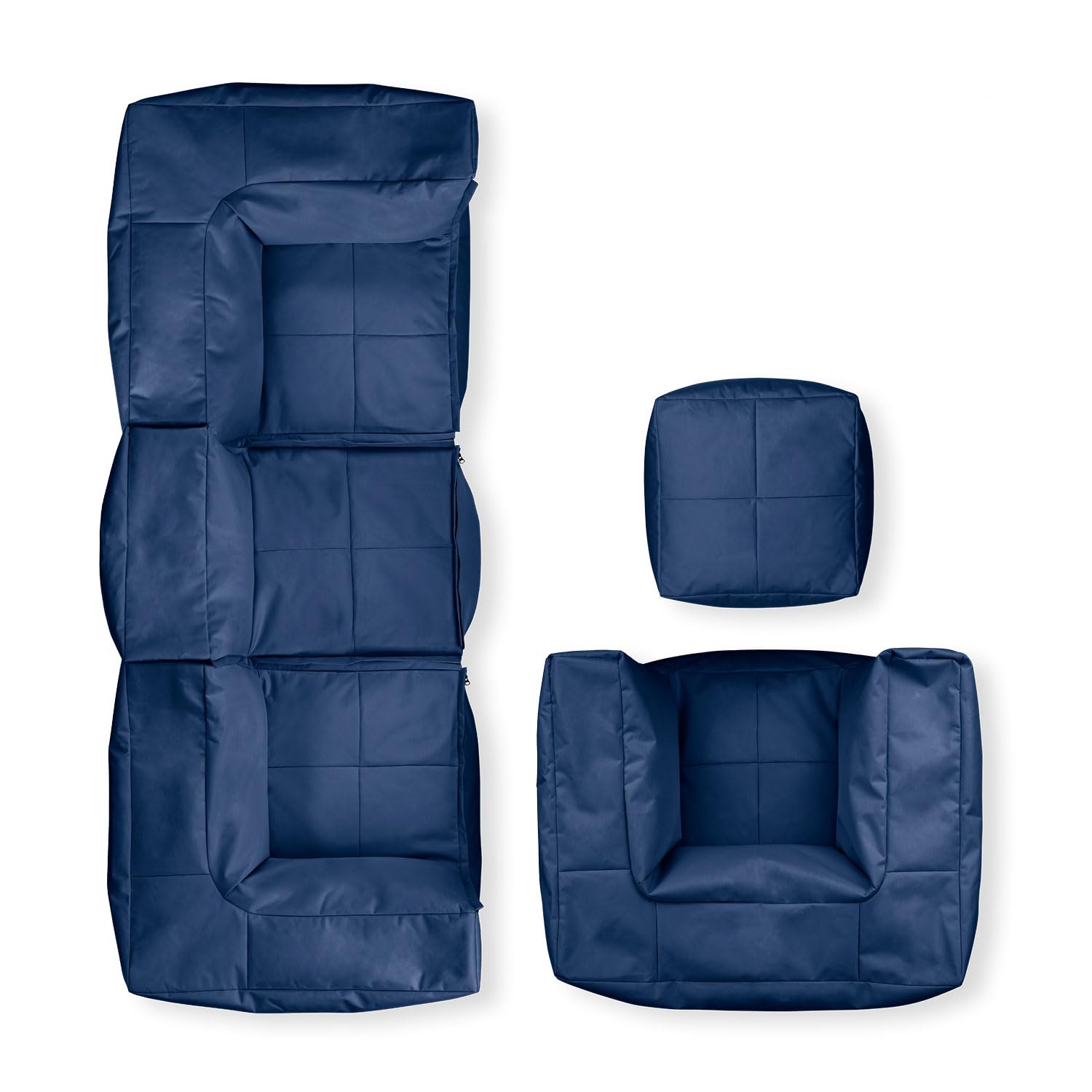 Lumaland Modulares Basic Set - Cord-Reihe | Indoor Sitzsäcke mit Softer Struktur, ideal Sofa Modulen & zum Pouf | Bean Bag mit Füllung - für Wohnzimmer & Co.