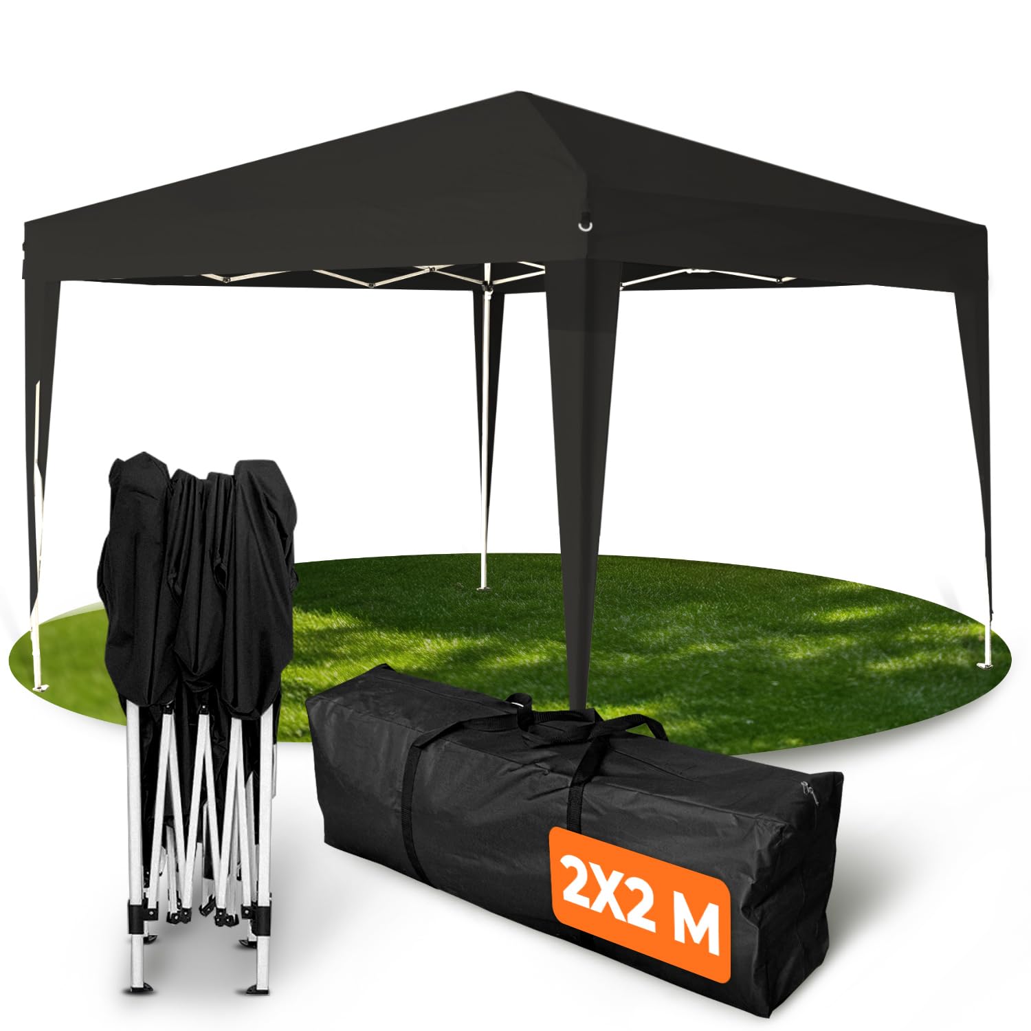 Kronenburg Faltpavillon wasserdicht Dachmaß 3 x 3 m UV Schutz 50+ Pavillon in Schwarz mit 4 Seitenteilen