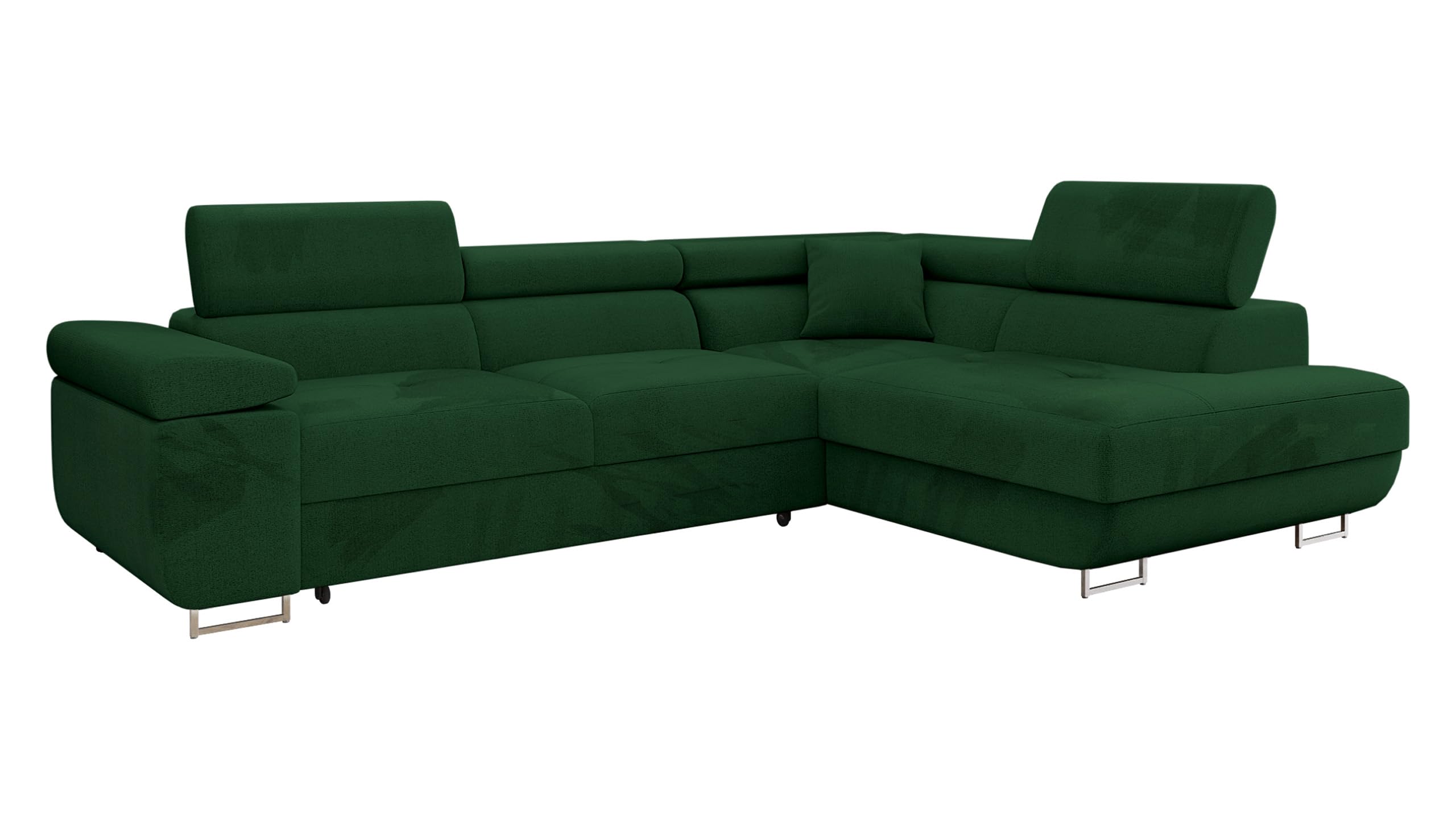 Mirjan24 Ecksofa Torezio mit Bettkasten, Einstellbare Kopfstützen, Sofa mit Schlaffunktion, Eckcouch für Wohnzimmer, Polsterecke, L-Form Couch mit Bettfunktion (Manila 18, Seite: Rechts)
