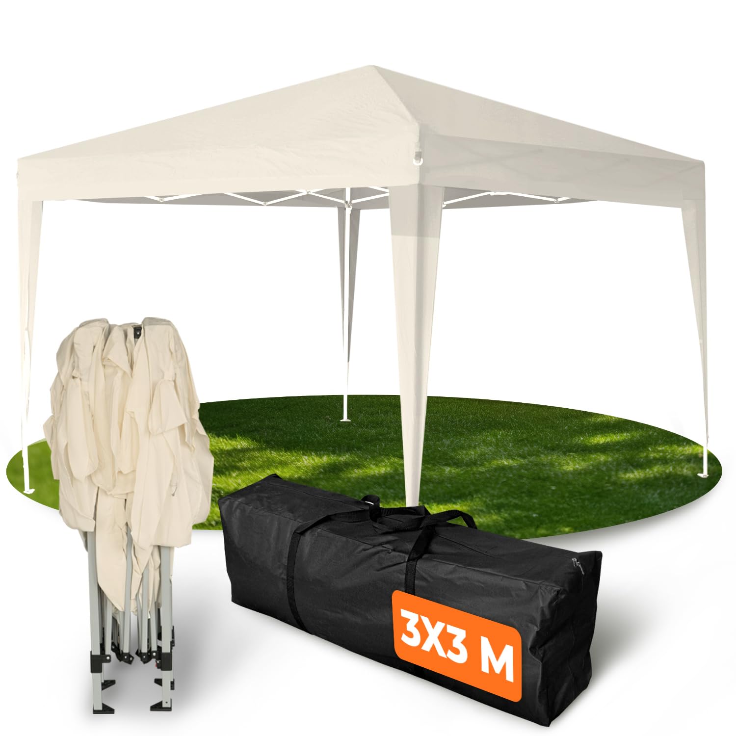 Kronenburg Faltpavillon wasserdicht Dachmaß 3 x 3 m UV Schutz 50+ Pavillon in Schwarz mit 4 Seitenteilen