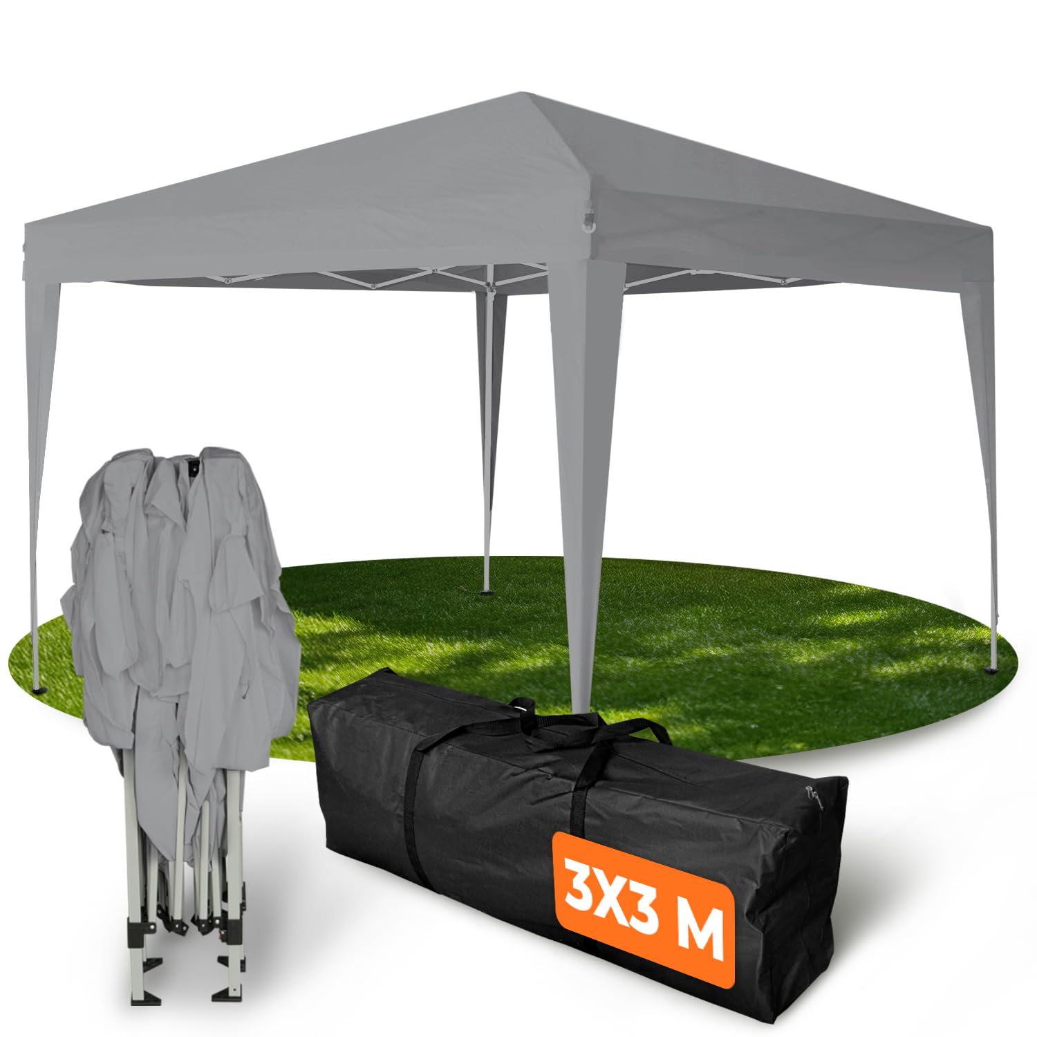 Kronenburg Faltpavillon wasserdicht Dachmaß 3 x 3 m UV Schutz 50+ Pavillon in Schwarz mit 4 Seitenteilen