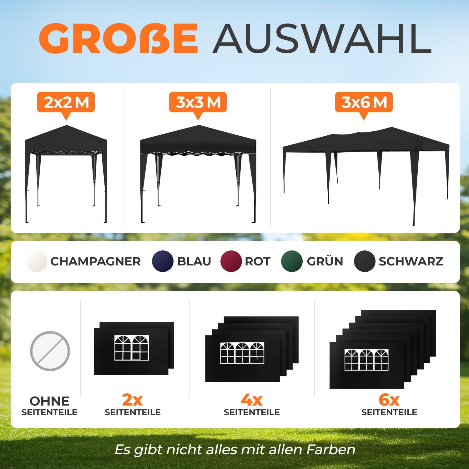 Kronenburg Faltpavillon Pop-Up Pavillon – UV50+, Wasserdicht, Mit Seitenteilen