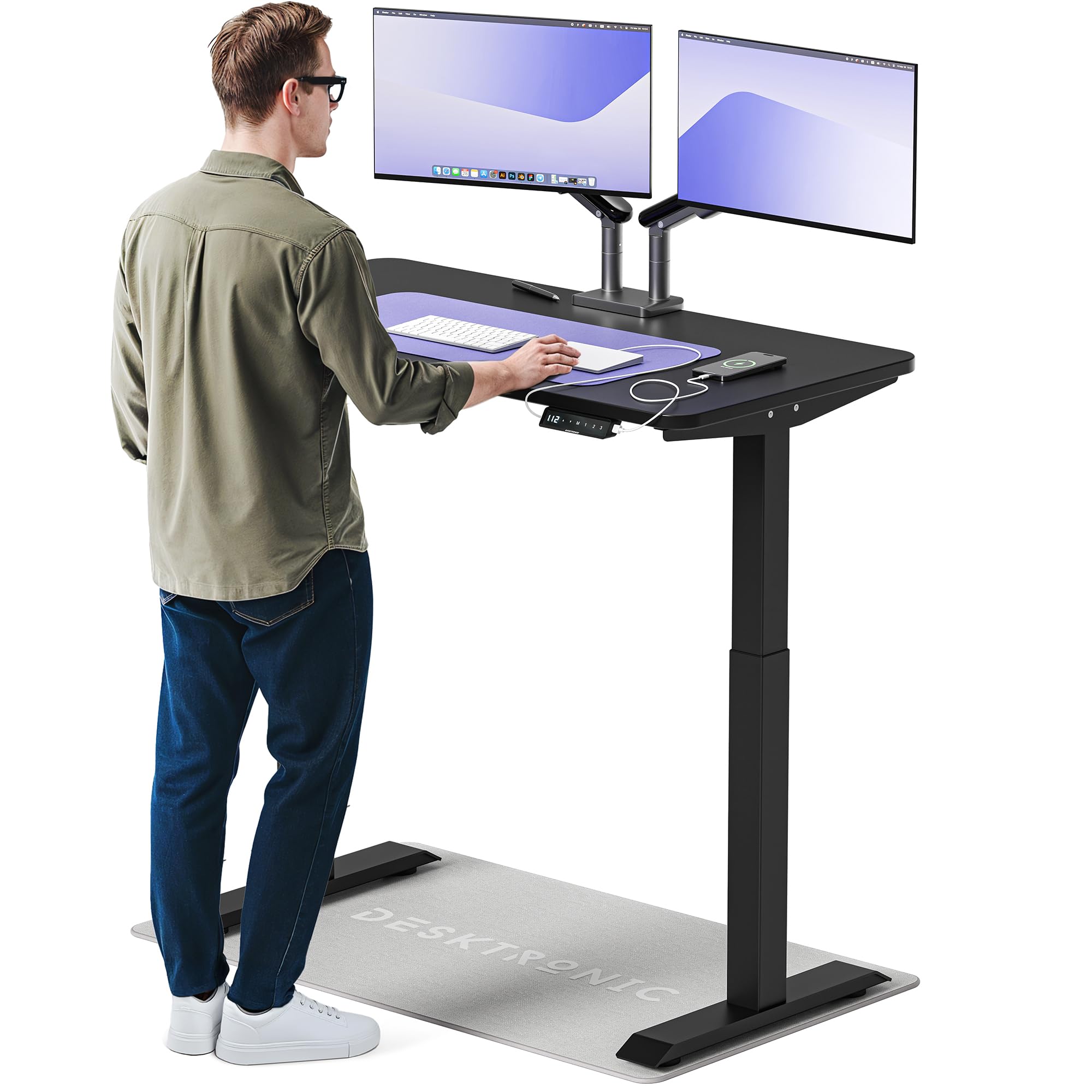 Desktronic Homeone Höhenverstellbarer Schreibtisch 160 × 80 cm – Elektrischer Schreibtisch Mit Zwei Elektrischen Motoren, Touchscreen-Steuerung Und Integrierten USB-a- Und USB-c-ladeanschlüssen