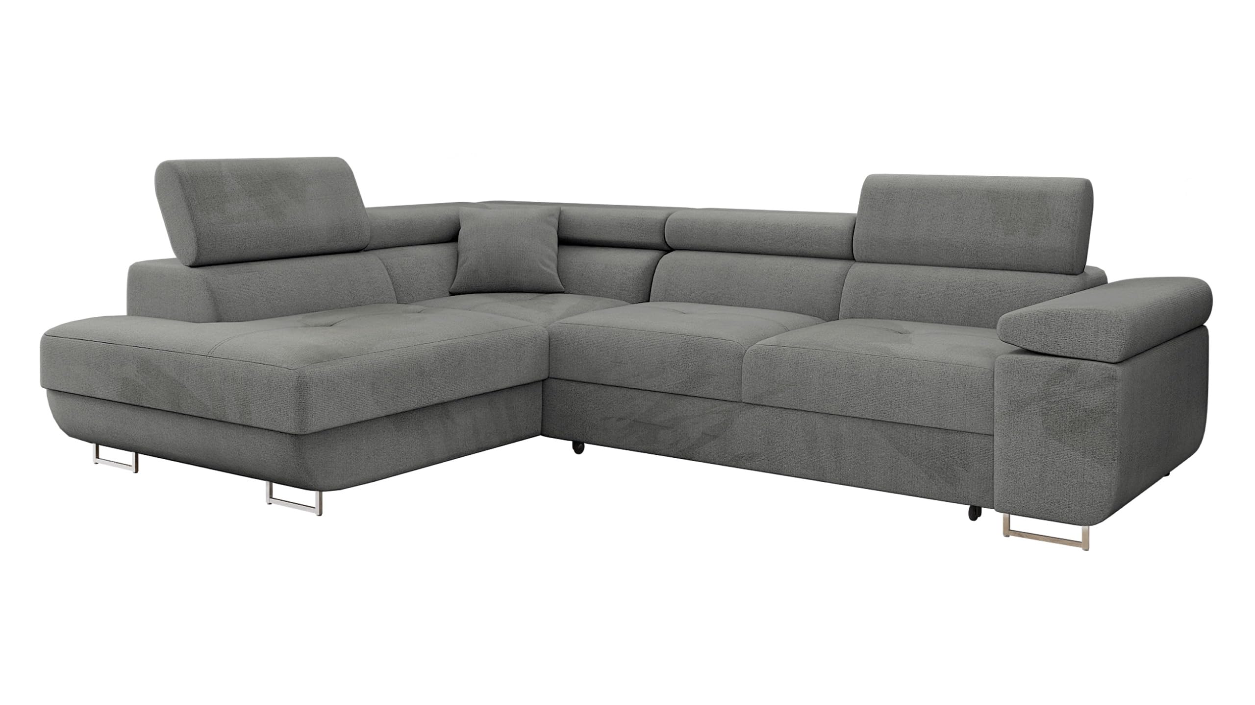 Mirjan24 Ecksofa Torezio mit Bettkasten, Einstellbare Kopfstützen, Sofa mit Schlaffunktion, Eckcouch für Wohnzimmer, Polsterecke, L-Form Couch mit Bettfunktion (Manila 18, Seite: Rechts)