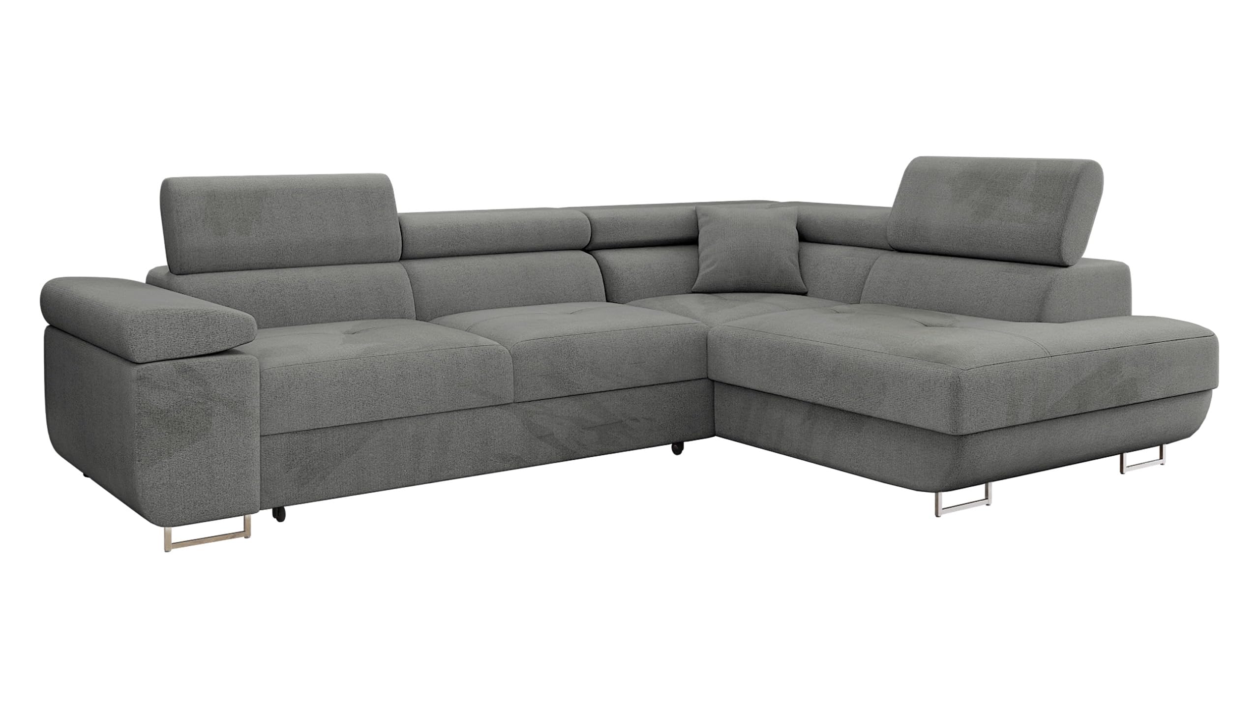 Mirjan24 Ecksofa Torezio mit Bettkasten, Einstellbare Kopfstützen, Sofa mit Schlaffunktion, Eckcouch für Wohnzimmer, Polsterecke, L-Form Couch mit Bettfunktion (Manila 18, Seite: Rechts)