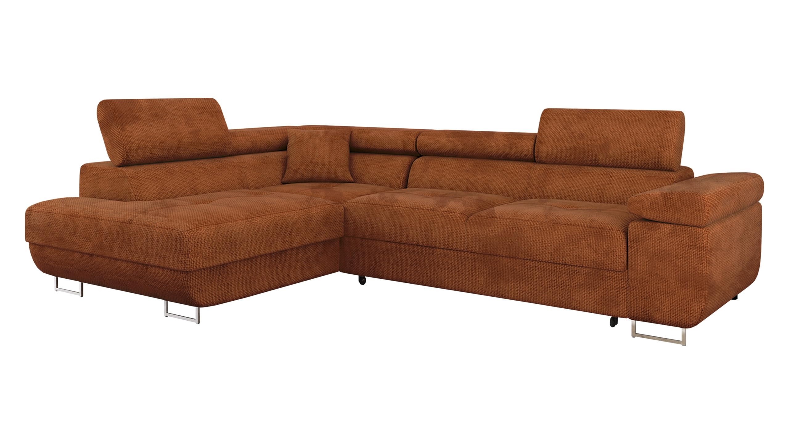 Mirjan24 Ecksofa Torezio mit Bettkasten, Einstellbare Kopfstützen, Sofa mit Schlaffunktion, Eckcouch für Wohnzimmer, Polsterecke, L-Form Couch mit Bettfunktion (Manila 18, Seite: Rechts)