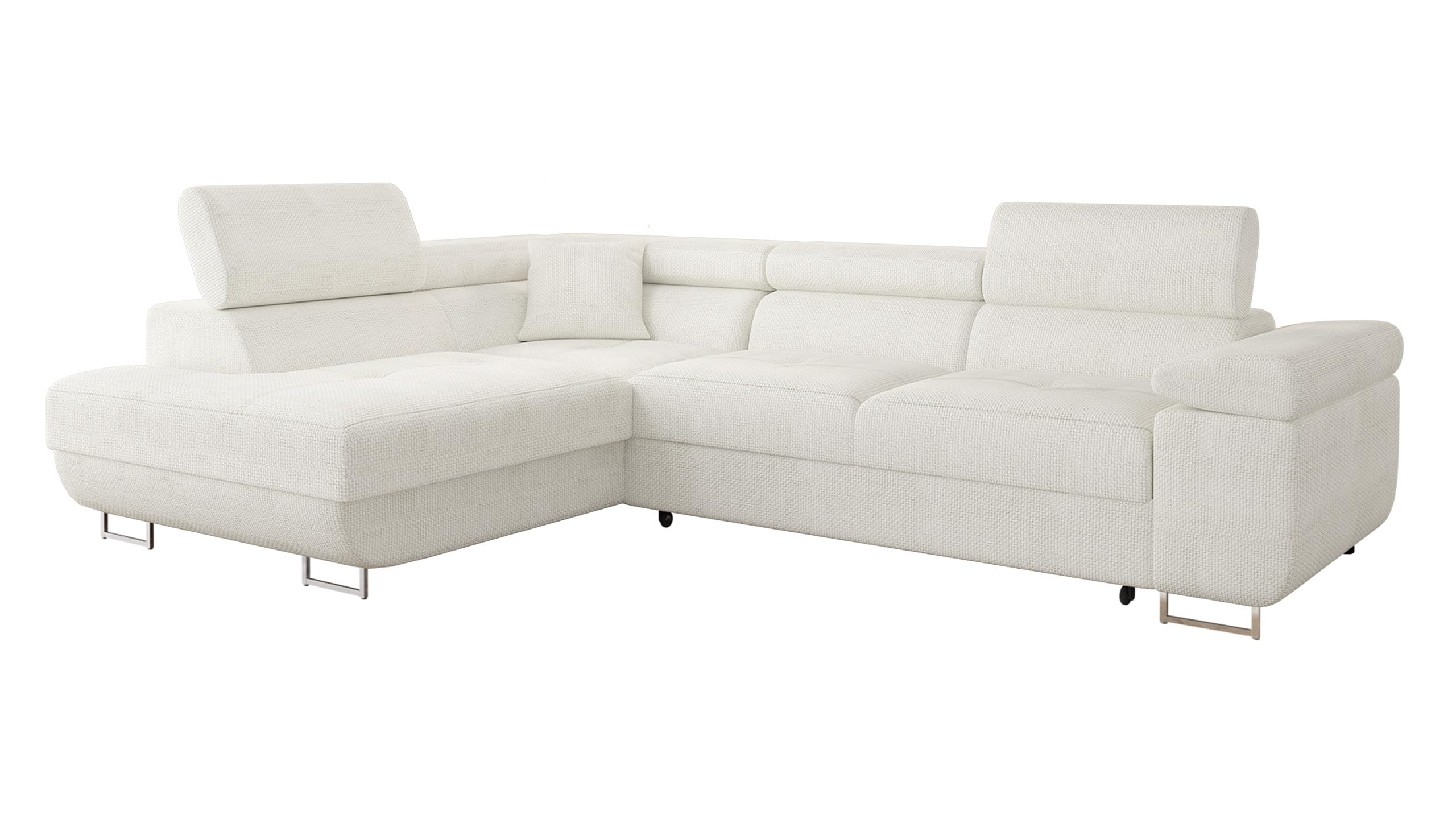 Mirjan24 Ecksofa Torezio mit Bettkasten, Einstellbare Kopfstützen, Sofa mit Schlaffunktion, Eckcouch für Wohnzimmer, Polsterecke, L-Form Couch mit Bettfunktion (Manila 18, Seite: Rechts)