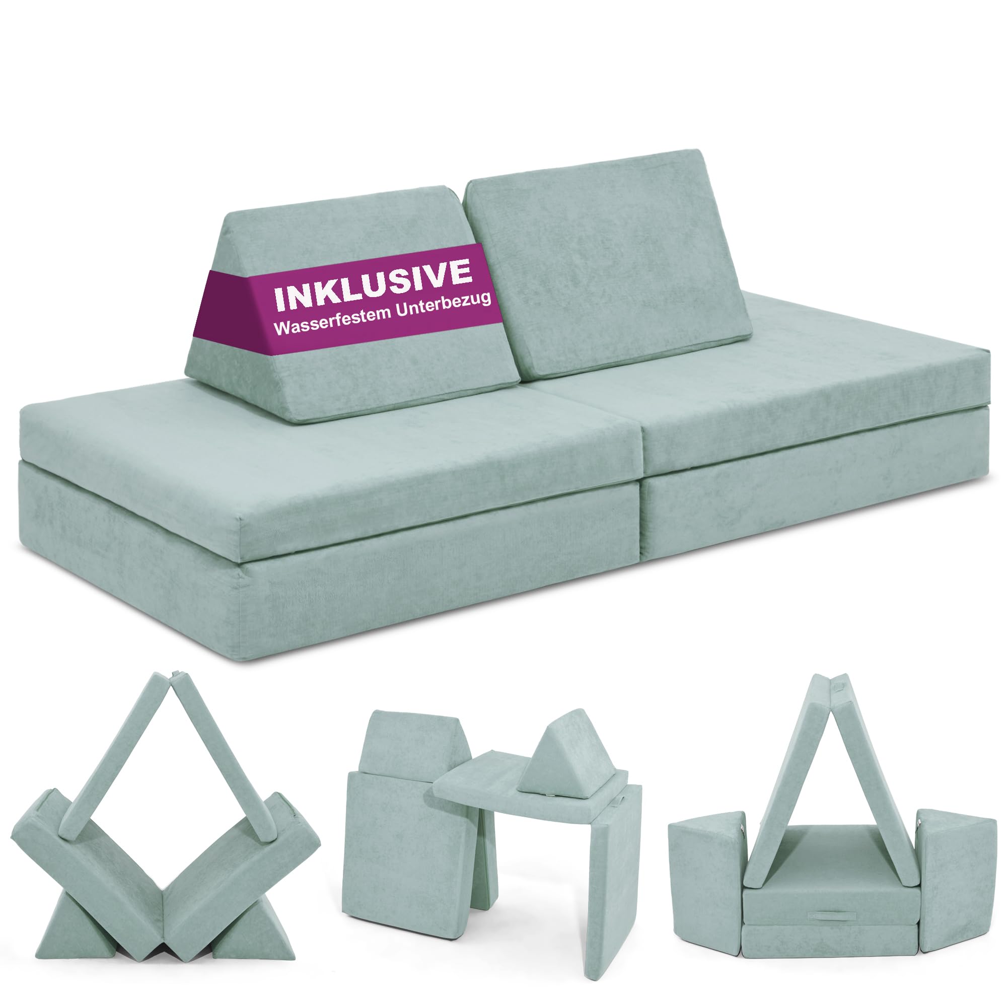 Linodino® Spielsofa Cord | Kindersofa aus Schaumstoff Bausteine - Spielsofa für Kinder & Kuschelecke im Kinderzimmer | Kindercouch | Oeko-TEX 100 Zertifiziert | Elfenzauber Beige