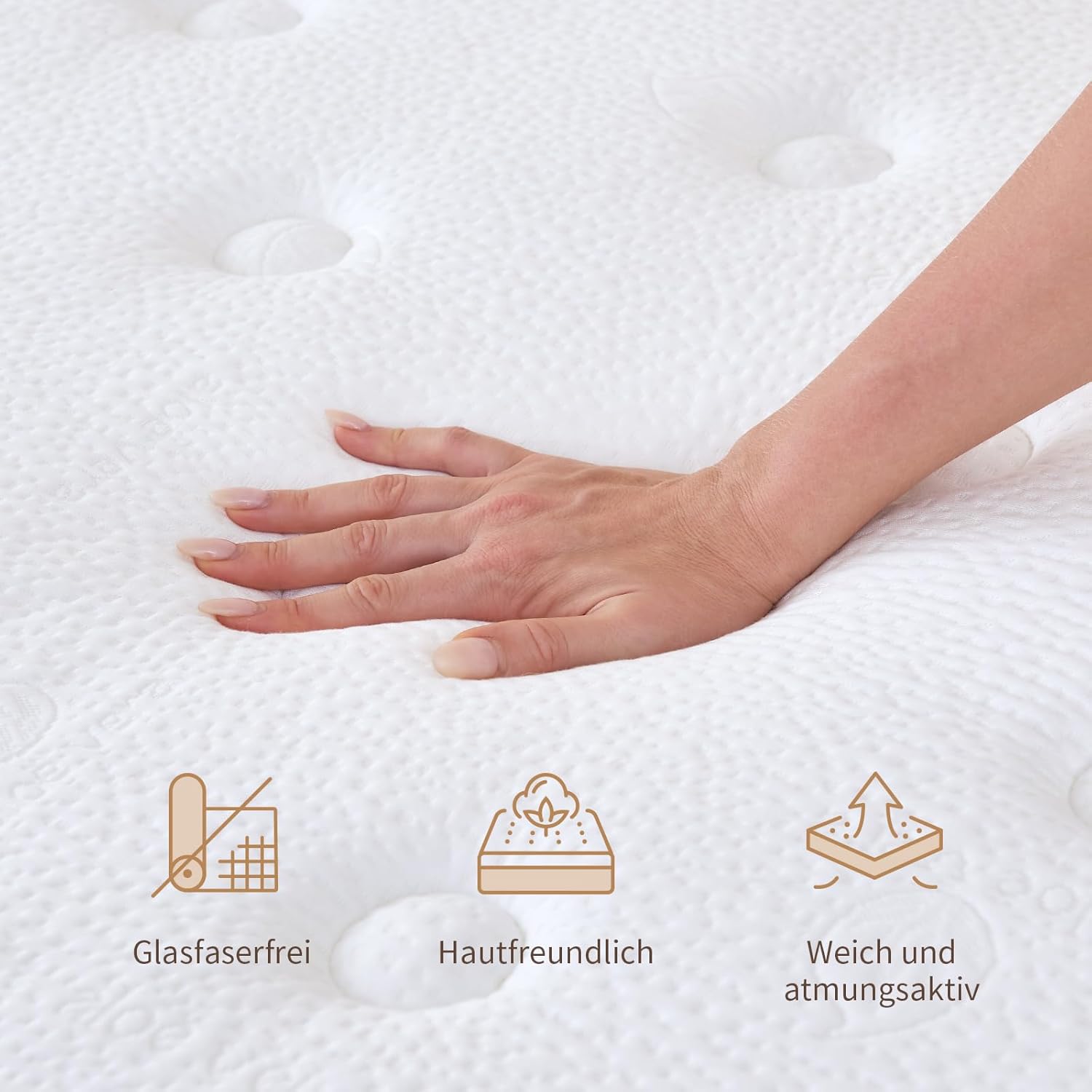 Hiepunos Taschenfederkernmatratze – 7-Zonen Hybridmatratze H4, orthopädisch, atmungsaktiv, 22 cm