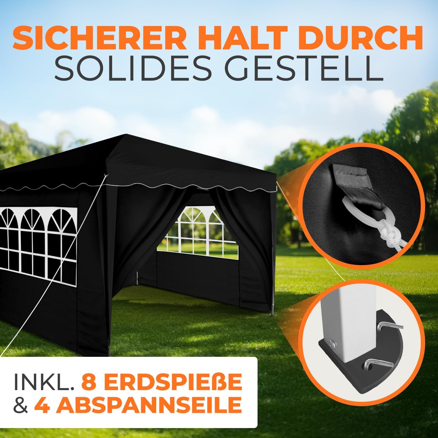 Kronenburg Faltpavillon Pop-Up Pavillon – UV50+, Wasserdicht, Mit Seitenteilen