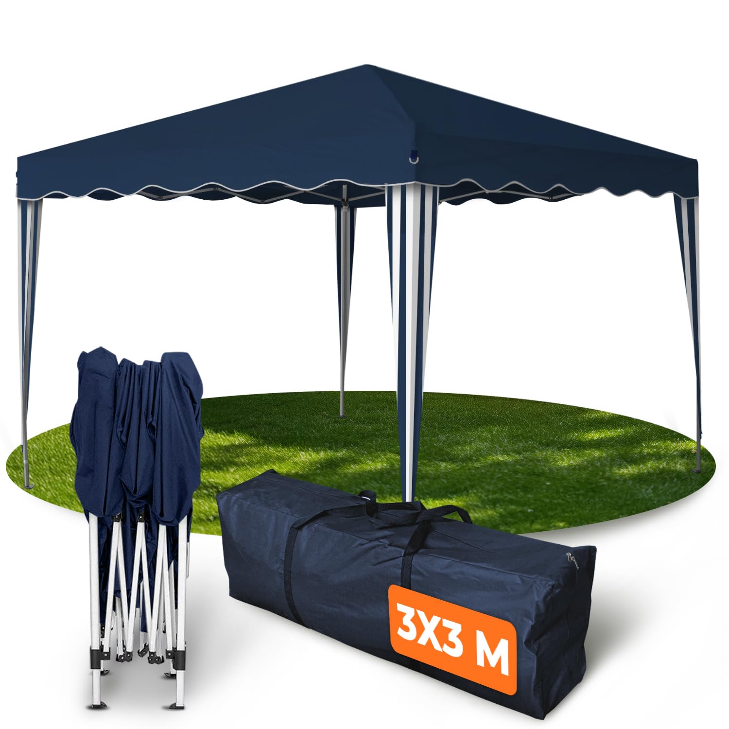 Kronenburg Faltpavillon wasserdicht Dachmaß 3 x 3 m UV Schutz 50+ Pavillon in Schwarz mit 4 Seitenteilen
