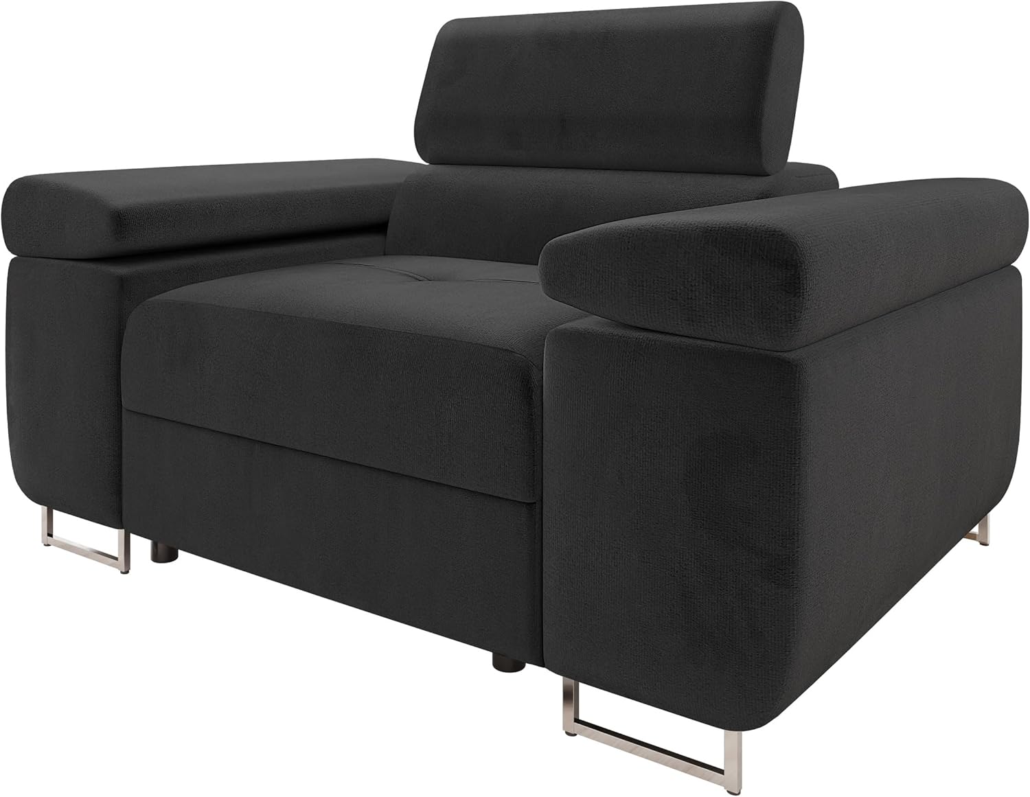 Mirjan24 Sofa Torezio I 1-Sitzer – Polstersofa mit verstellbarer Kopfstütze, Metallfüße, Modern