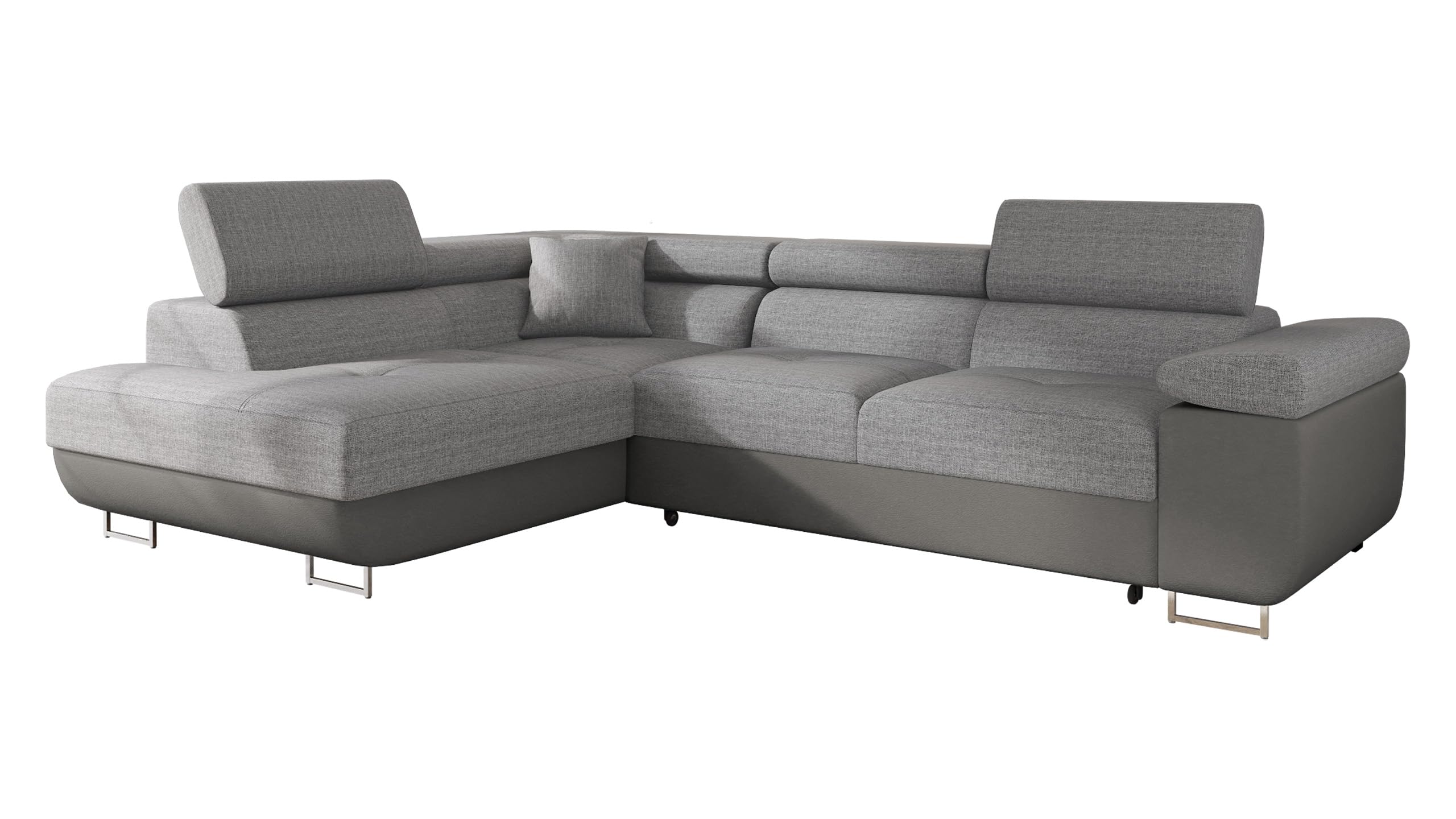 Mirjan24 Ecksofa Torezio mit Bettkasten, Einstellbare Kopfstützen, Sofa mit Schlaffunktion, Eckcouch für Wohnzimmer, Polsterecke, L-Form Couch mit Bettfunktion (Manila 18, Seite: Rechts)