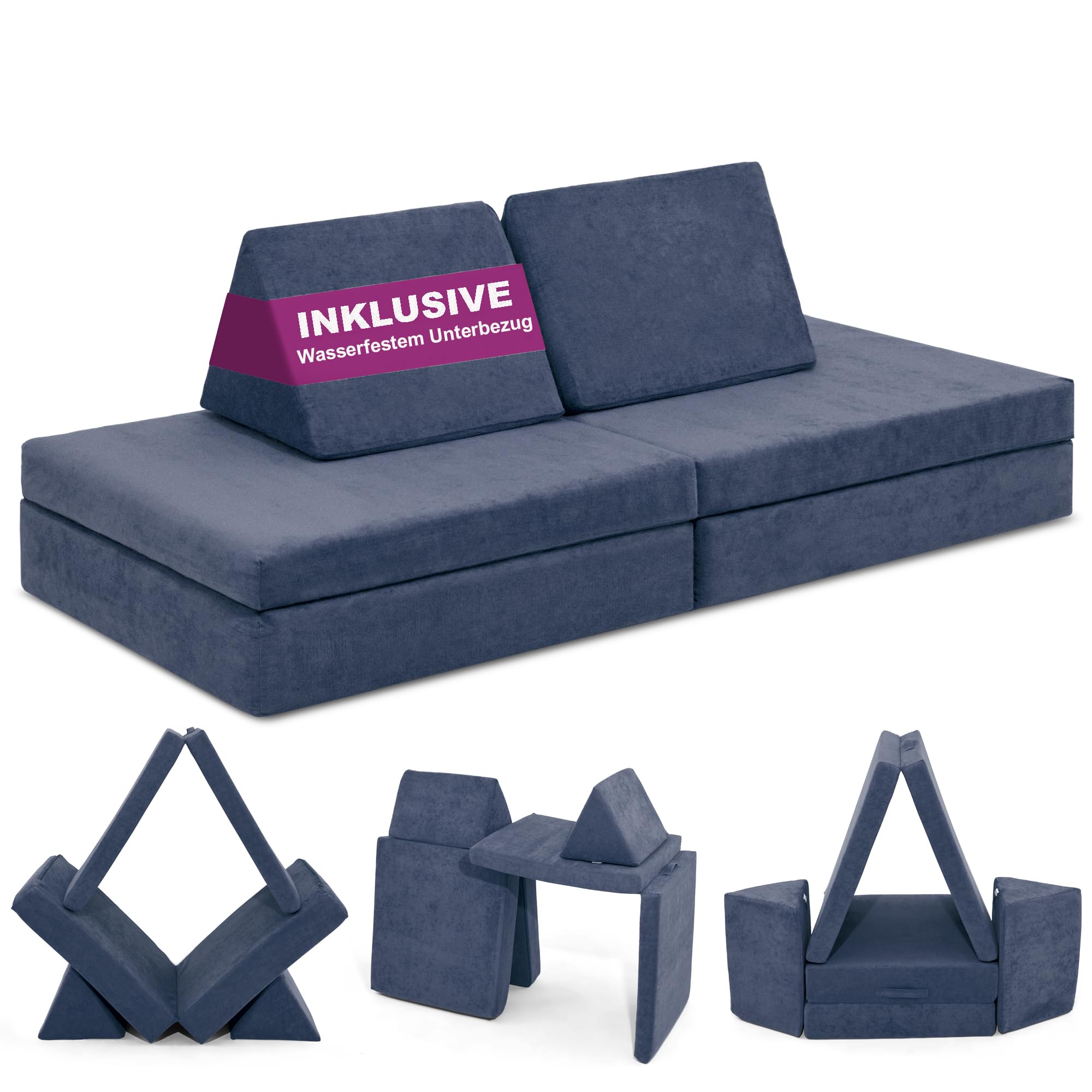 Linodino® Spielsofa Cord | Kindersofa aus Schaumstoff Bausteine - Spielsofa für Kinder & Kuschelecke im Kinderzimmer | Kindercouch | Oeko-TEX 100 Zertifiziert | Elfenzauber Beige