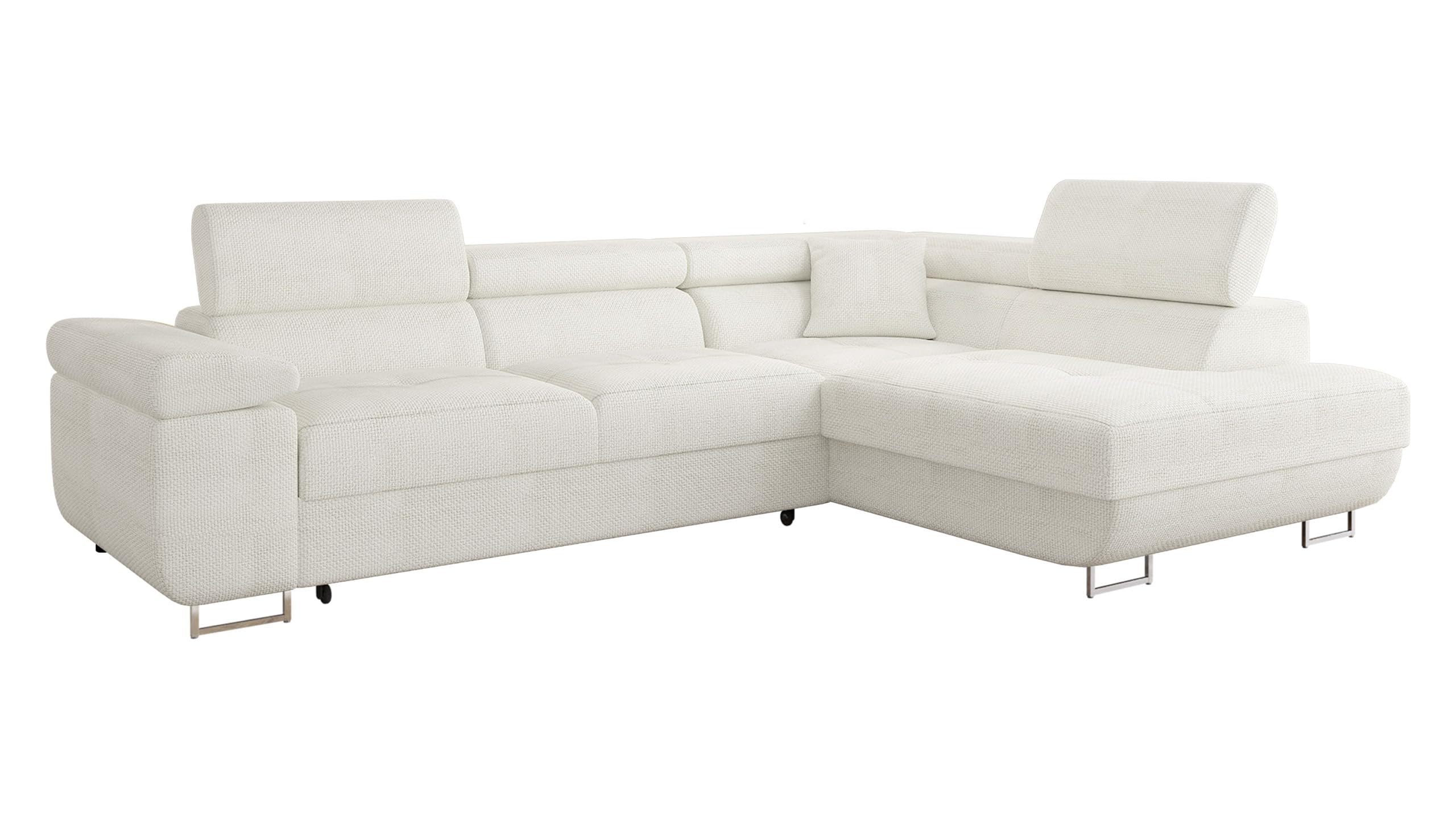 Mirjan24 Ecksofa Torezio mit Bettkasten, Einstellbare Kopfstützen, Sofa mit Schlaffunktion, Eckcouch für Wohnzimmer, Polsterecke, L-Form Couch mit Bettfunktion (Manila 18, Seite: Rechts)