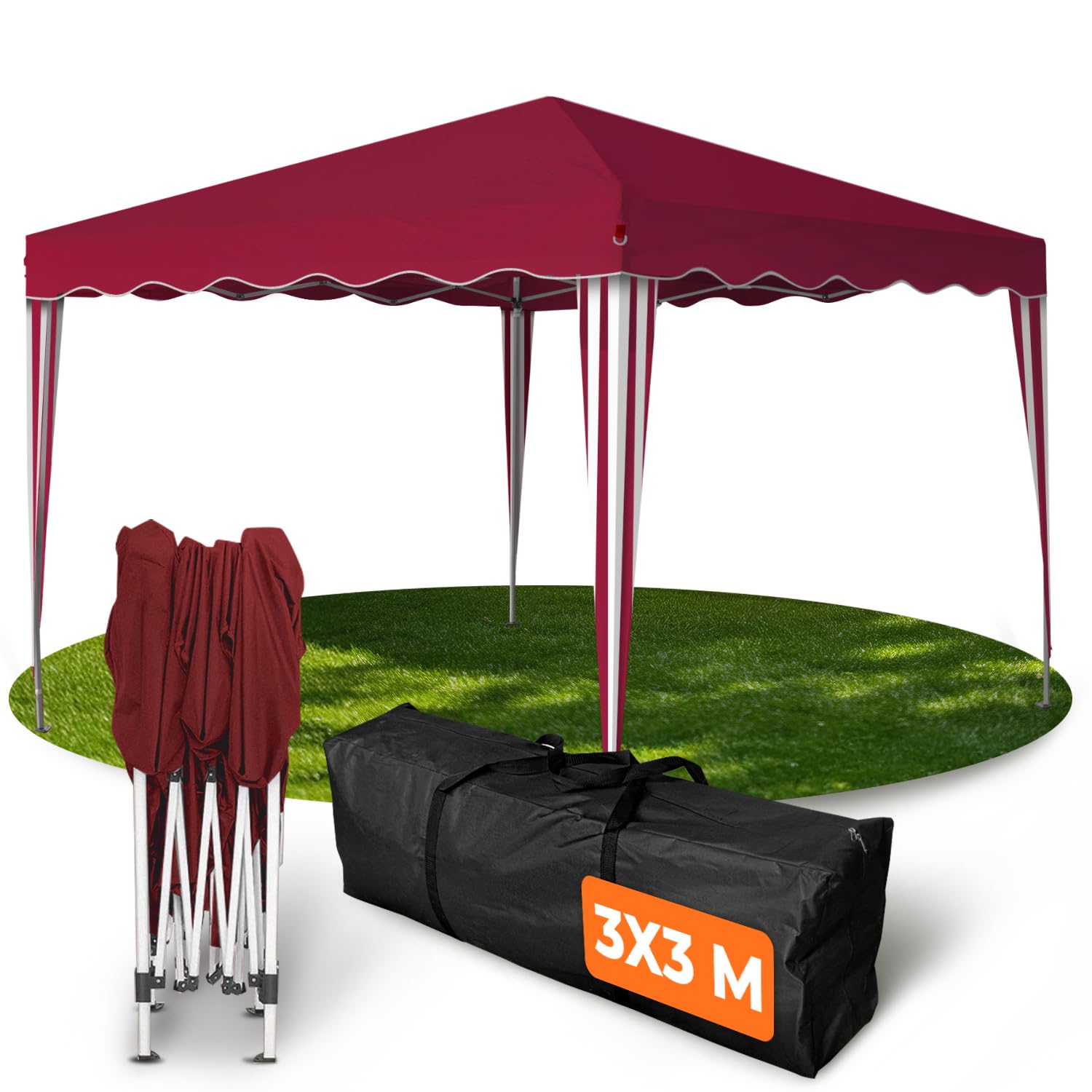 Kronenburg Faltpavillon wasserdicht Dachmaß 3 x 3 m UV Schutz 50+ Pavillon in Schwarz mit 4 Seitenteilen