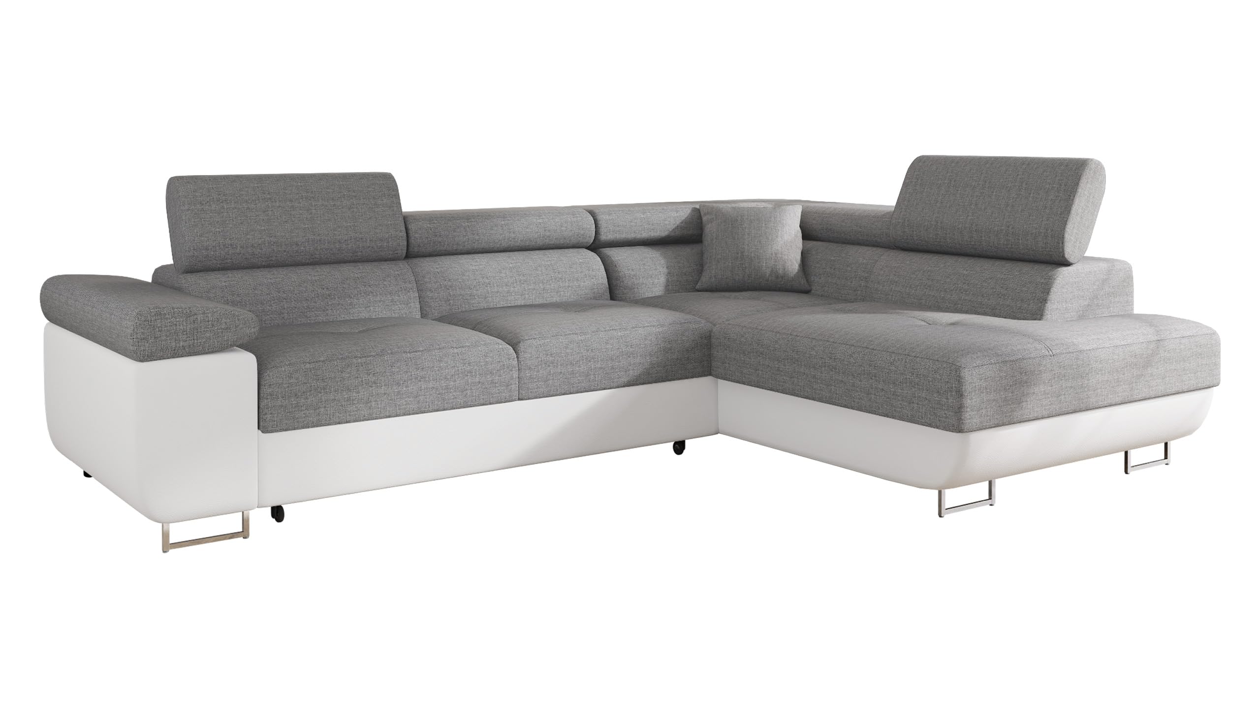 Mirjan24 Ecksofa Torezio mit Bettkasten, Einstellbare Kopfstützen, Sofa mit Schlaffunktion, Eckcouch für Wohnzimmer, Polsterecke, L-Form Couch mit Bettfunktion (Manila 18, Seite: Rechts)