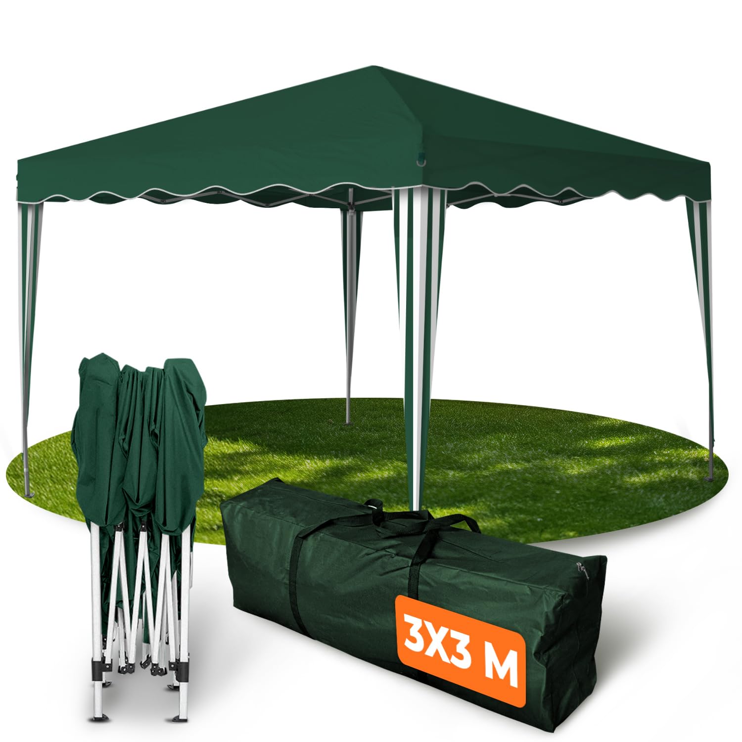 Kronenburg Faltpavillon wasserdicht Dachmaß 3 x 3 m UV Schutz 50+ Pavillon in Schwarz mit 4 Seitenteilen