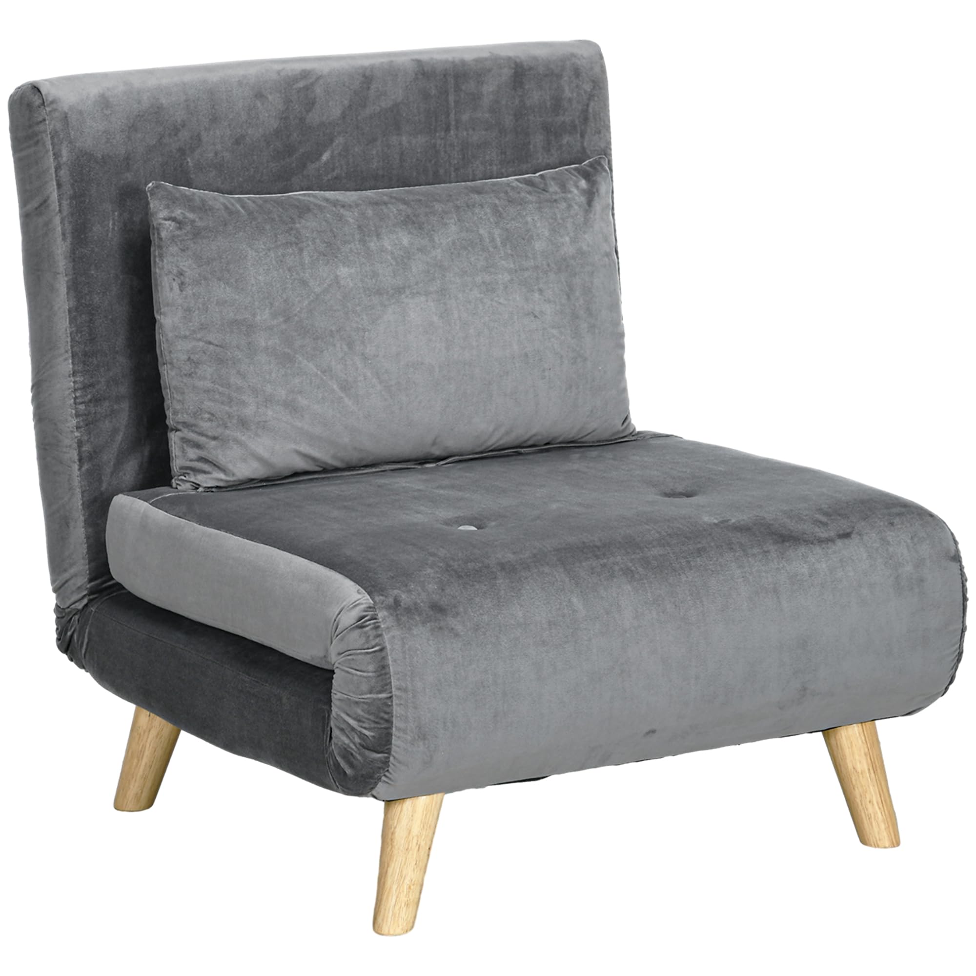 HOMCOM 3 in 1 Schlafsessel Klappbar Schlafsofa mit Bettfunktion Verstellbarer Rückenlehne Kissen Gästebett in Leinenoptik Relaxsessel Klappsessel für Wohnzimmer Schlafzimmer 72 x 78 x 79 cm Beige