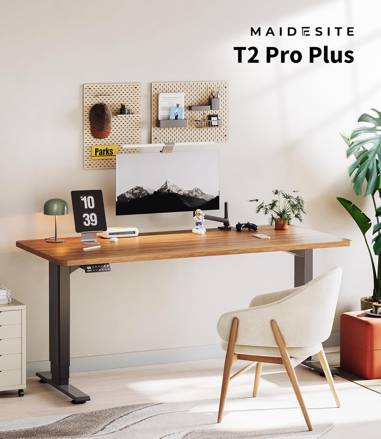 MAIDeSITe T2 Pro Plus Höhenverstellbarer Schreibtisch elektrisch mit Dual-Motor, 4 Memory-Steuerung, Sitz-Steh-Erinnerung, 100–220 cm Tischplatte