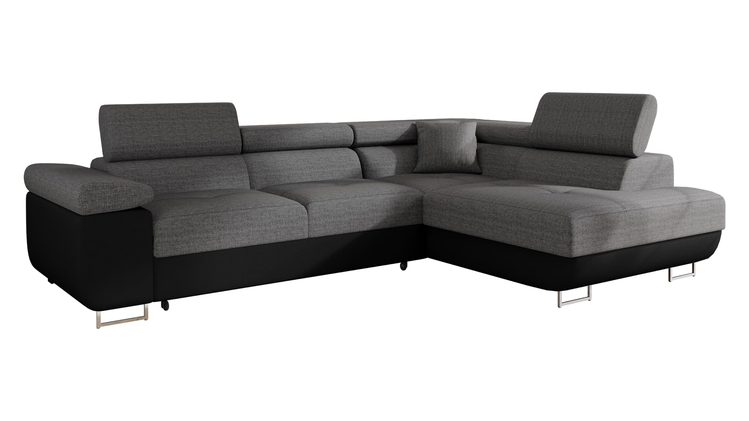 Mirjan24 Ecksofa Torezio mit Bettkasten, Einstellbare Kopfstützen, Sofa mit Schlaffunktion, Eckcouch für Wohnzimmer, Polsterecke, L-Form Couch mit Bettfunktion (Manila 18, Seite: Rechts)