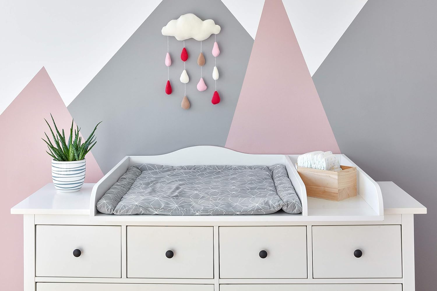 KraftKids Wickelaufsatz für HEMNES XXL 108 cm extra breit mit Trennfach