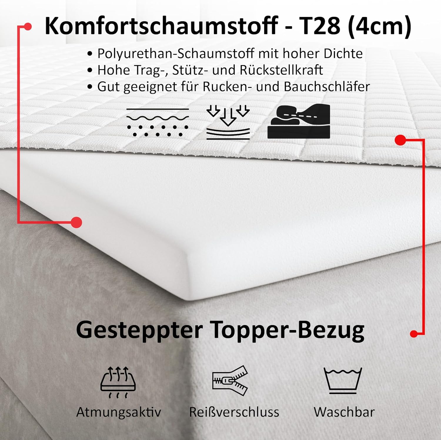 Motivena Santiago Boxspringbett mit Bettkasten, Matratze & Topper