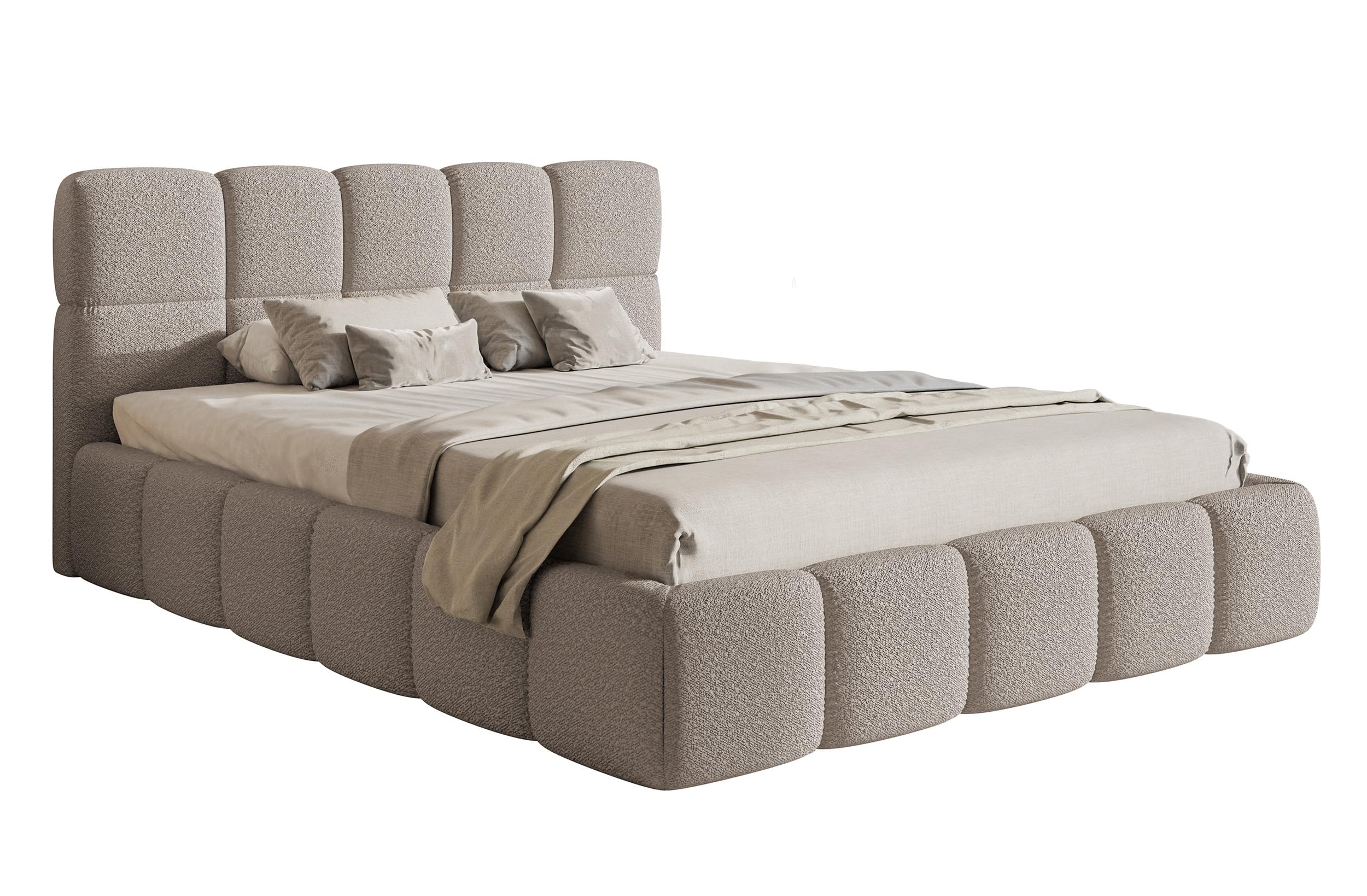 Selsey Upholstered Bed 180 x 200 cm Boucle Fabric Tear-Resistant Cloudy Grey