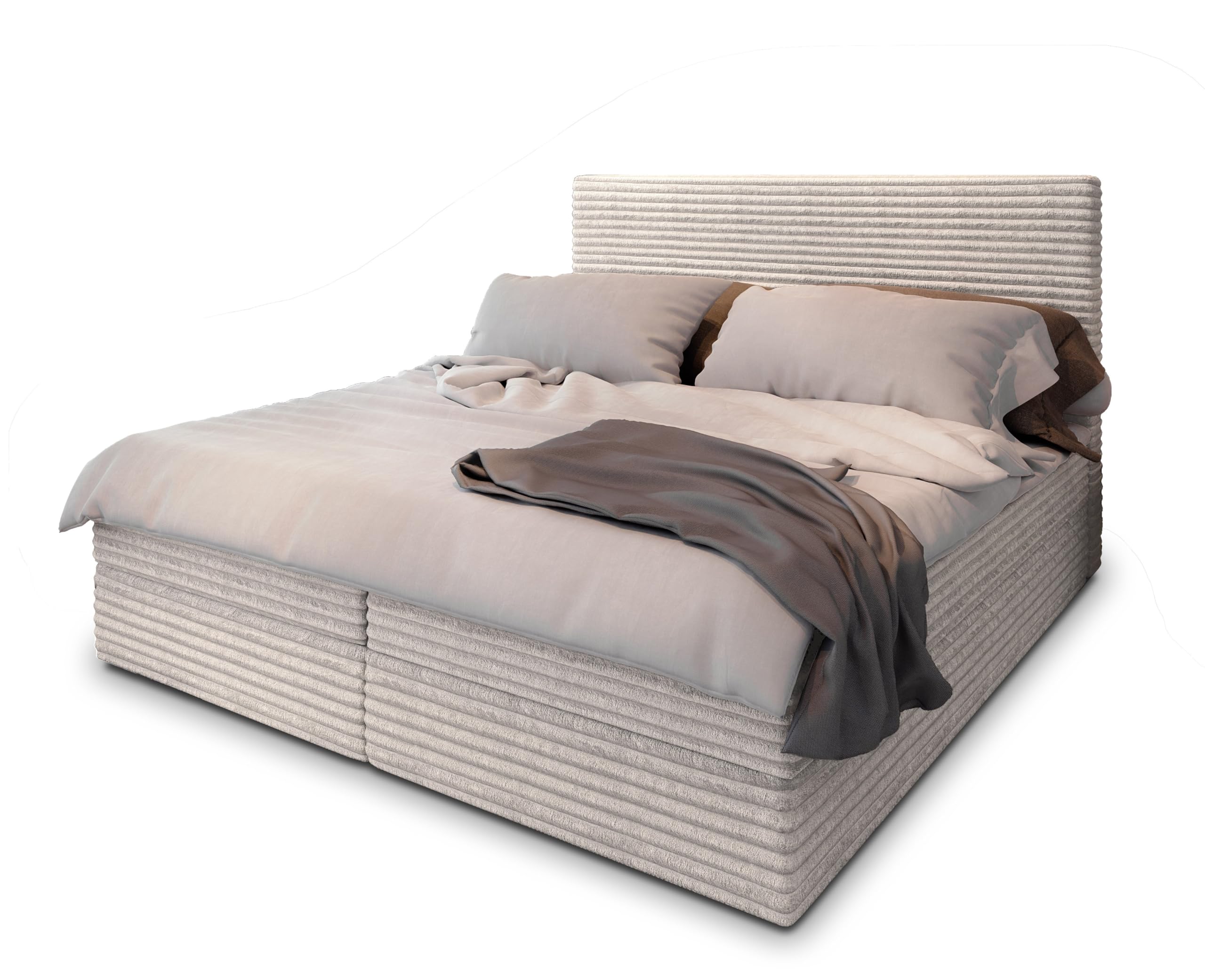 Masseno Boxspringbett PISA – Komplett-Set mit Matratze & Topper, Bettkasten, Polsterbett