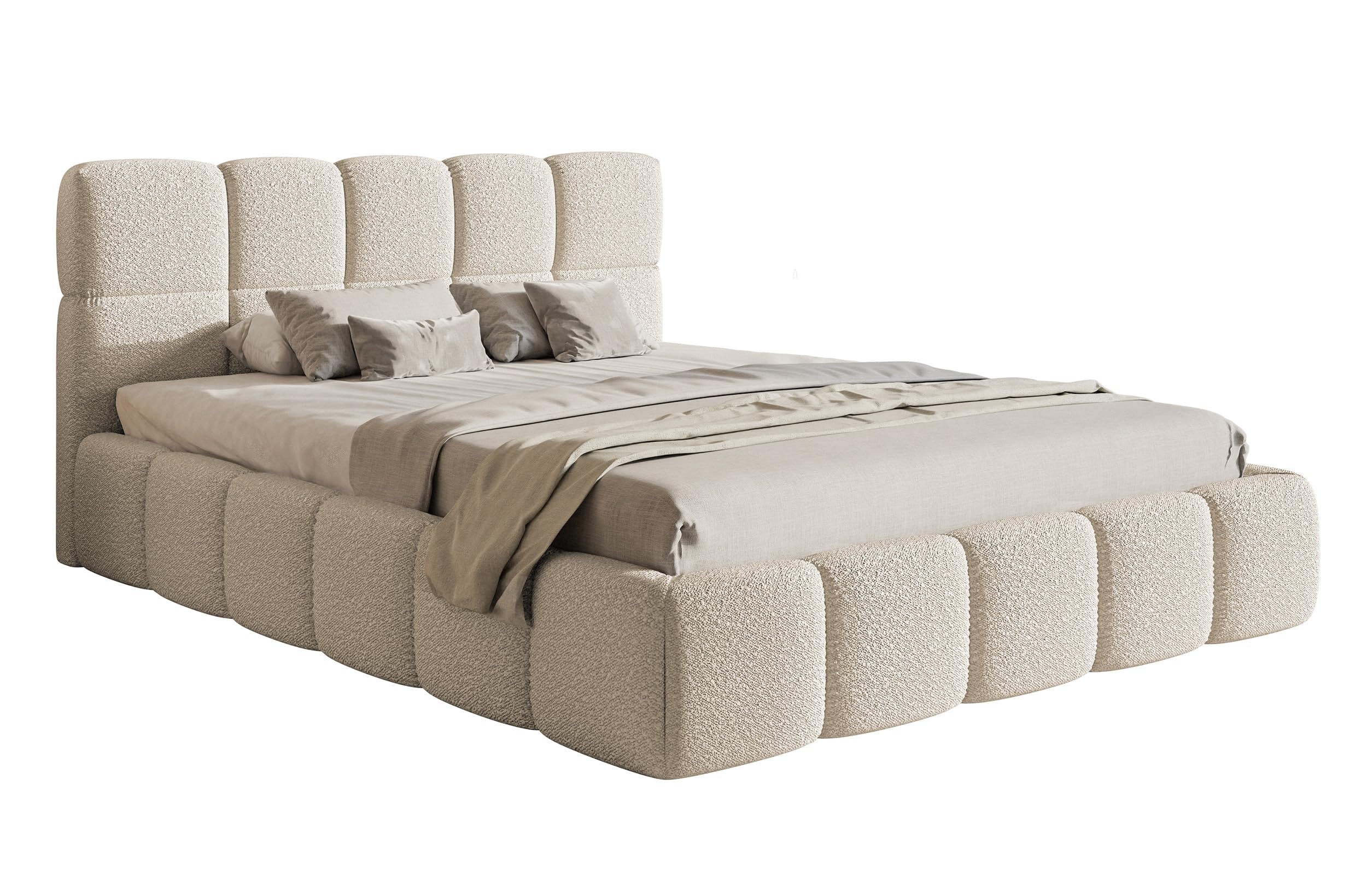 Selsey Upholstered Bed 180 x 200 cm Boucle Fabric Tear-Resistant Cloudy Grey