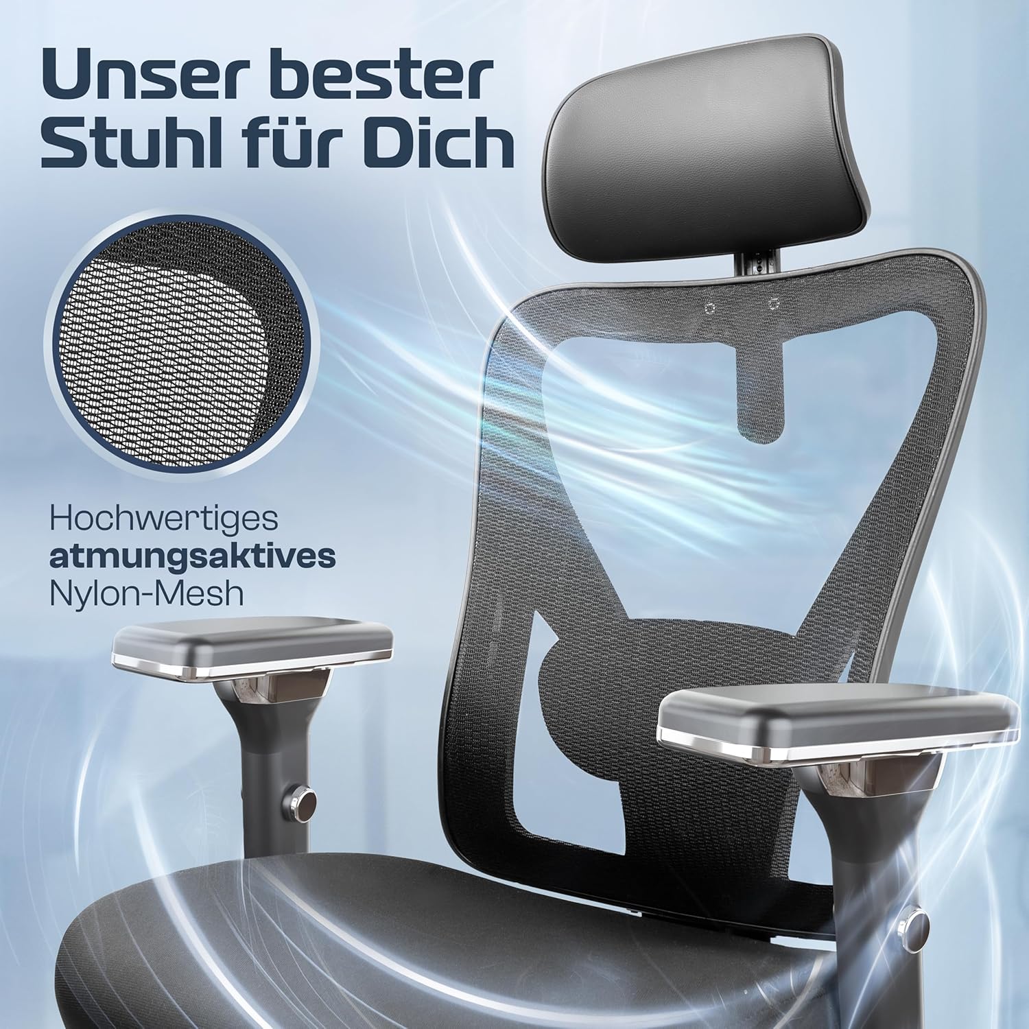 CLOUVOU CleverSeat Ergonomischer Bürostuhl – Verstellbar, bis 150 kg