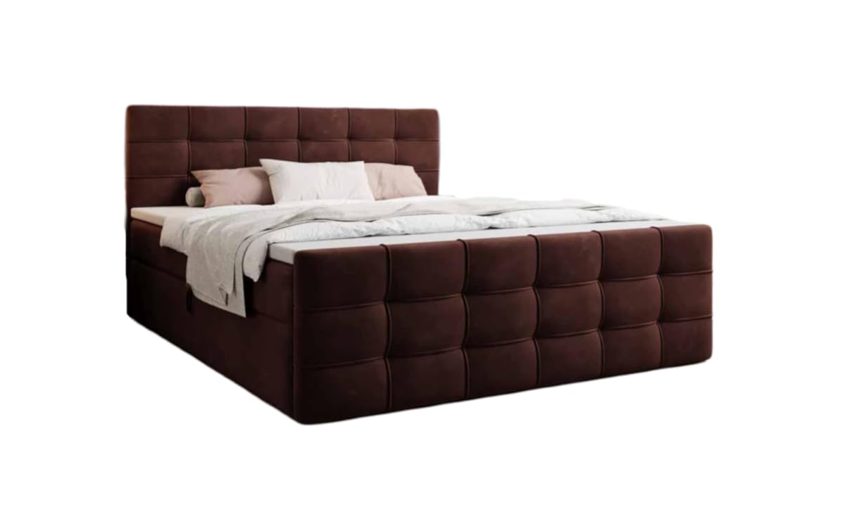 Luxusbetten24 Boxspringbett Luxor – Samt Polsterbett mit Stauraum & Bonellfederkernmatratze