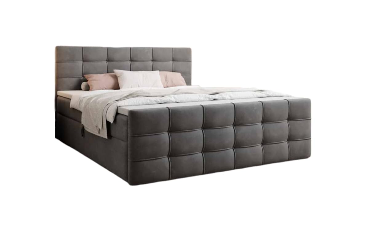 Luxusbetten24 Boxspringbett Luxor – Samt Polsterbett mit Stauraum & Bonellfederkernmatratze