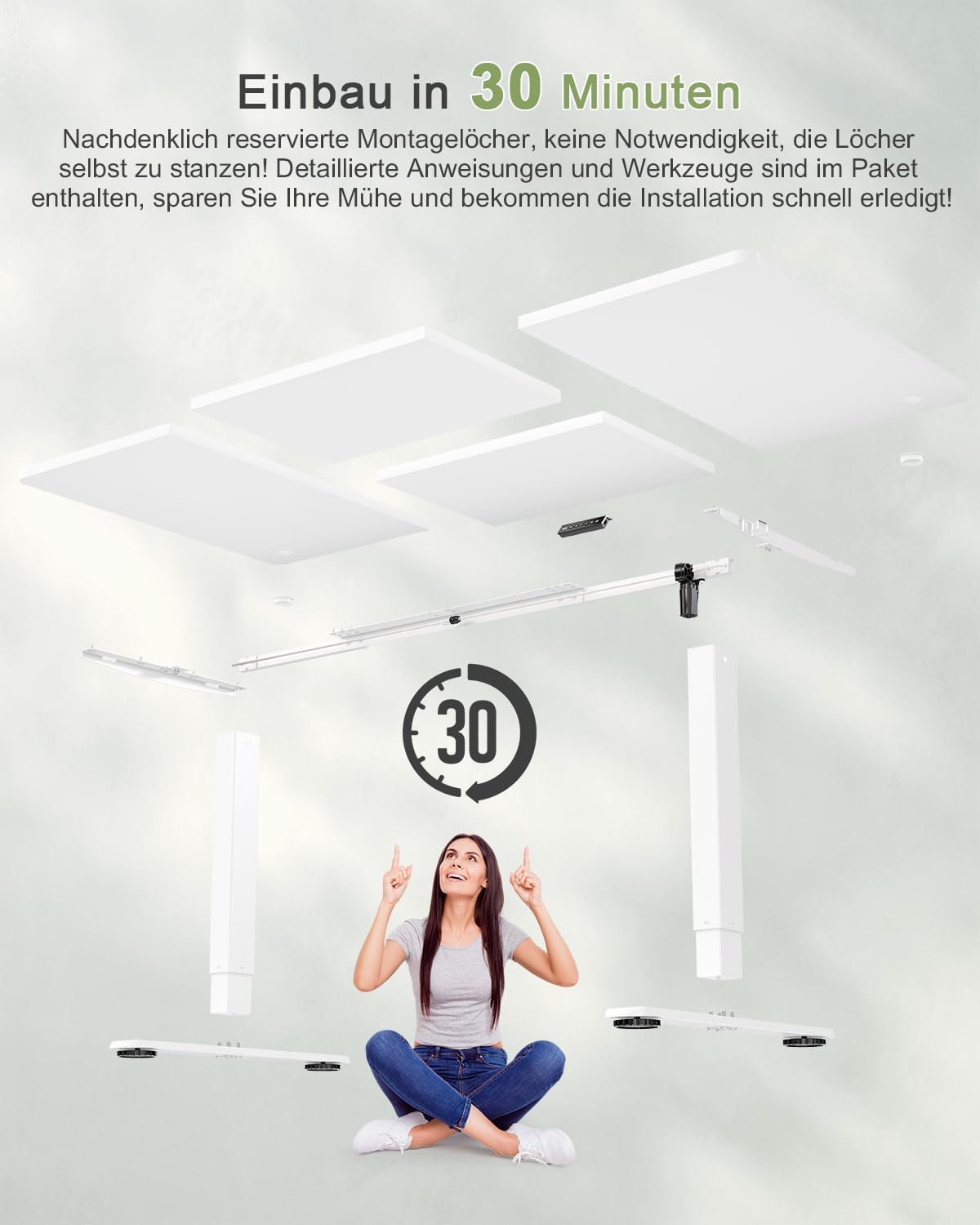 JUMMICO höhenverstellbarer Schreibtisch elektrisch – Steh-Sitz Tisch modern