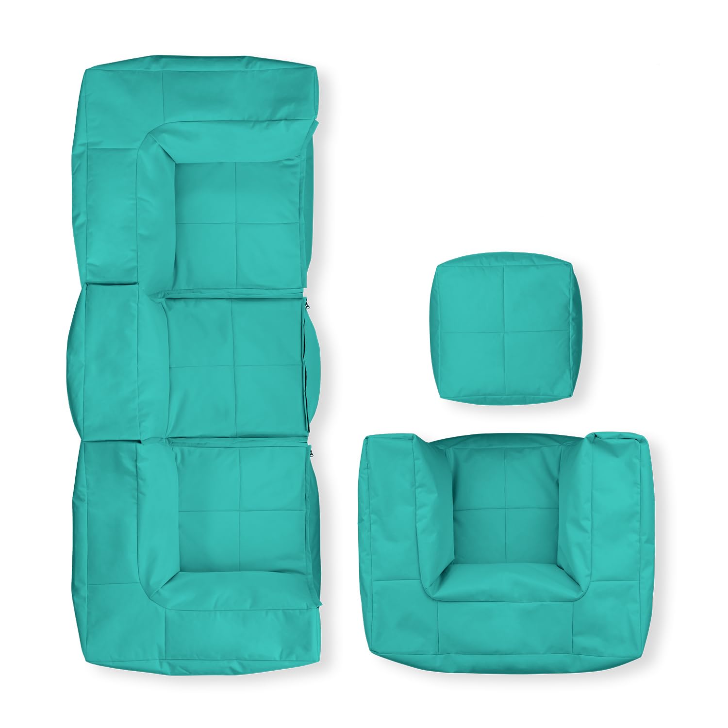 Lumaland Modulares Basic Set - Cord-Reihe | Indoor Sitzsäcke mit Softer Struktur, ideal Sofa Modulen & zum Pouf | Bean Bag mit Füllung - für Wohnzimmer & Co.