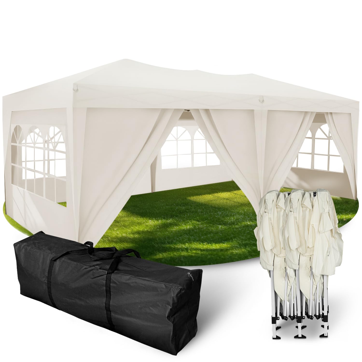 Kronenburg Faltpavillon wasserdicht Dachmaß 3 x 3 m UV Schutz 50+ Pavillon in Schwarz mit 4 Seitenteilen