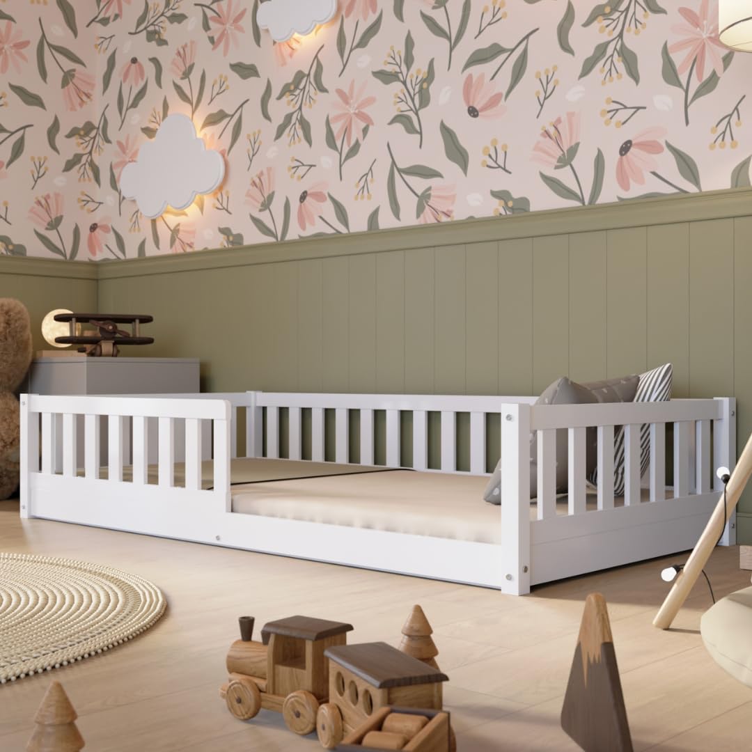 Crazy Pine Montessori Kinderbett – Mitwachsend, Holz, Rausfallschutz