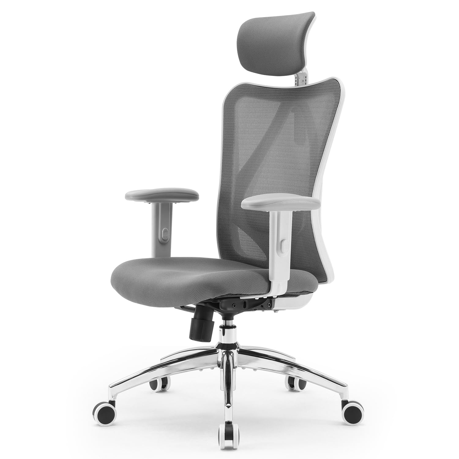 SIHOO Bürostuhl Ergonomischer Schreibtischstuhl, Drehstuhl hat Verstellbarer Lordosenstütze, Kopfstütze und Armlehne, Höhenverstellung und Wippfunktion, Rückenschonend, Bis 150kg/330LB Belastbar