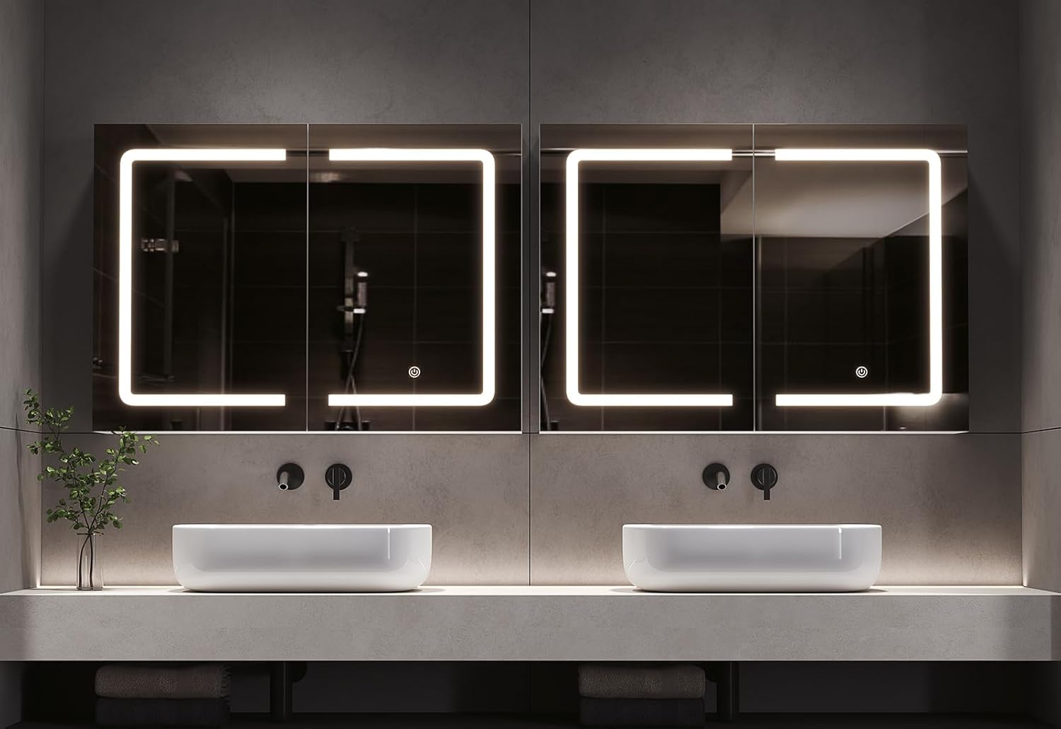 DICTAC LED Spiegelschrank Bad mit Steckdose und Touch-Sensor