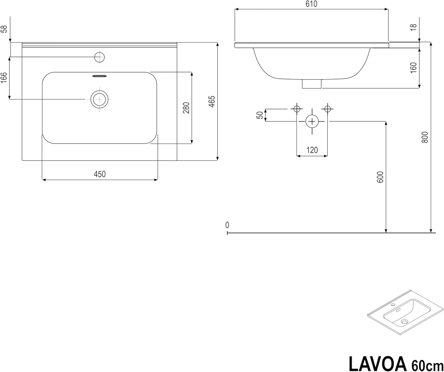 BERNSTEIN Badmöbel-Set Lavoa – Waschbecken mit Unterschrank, 2 Schubladen, Soft-Close, modernes Waschtisch-Set