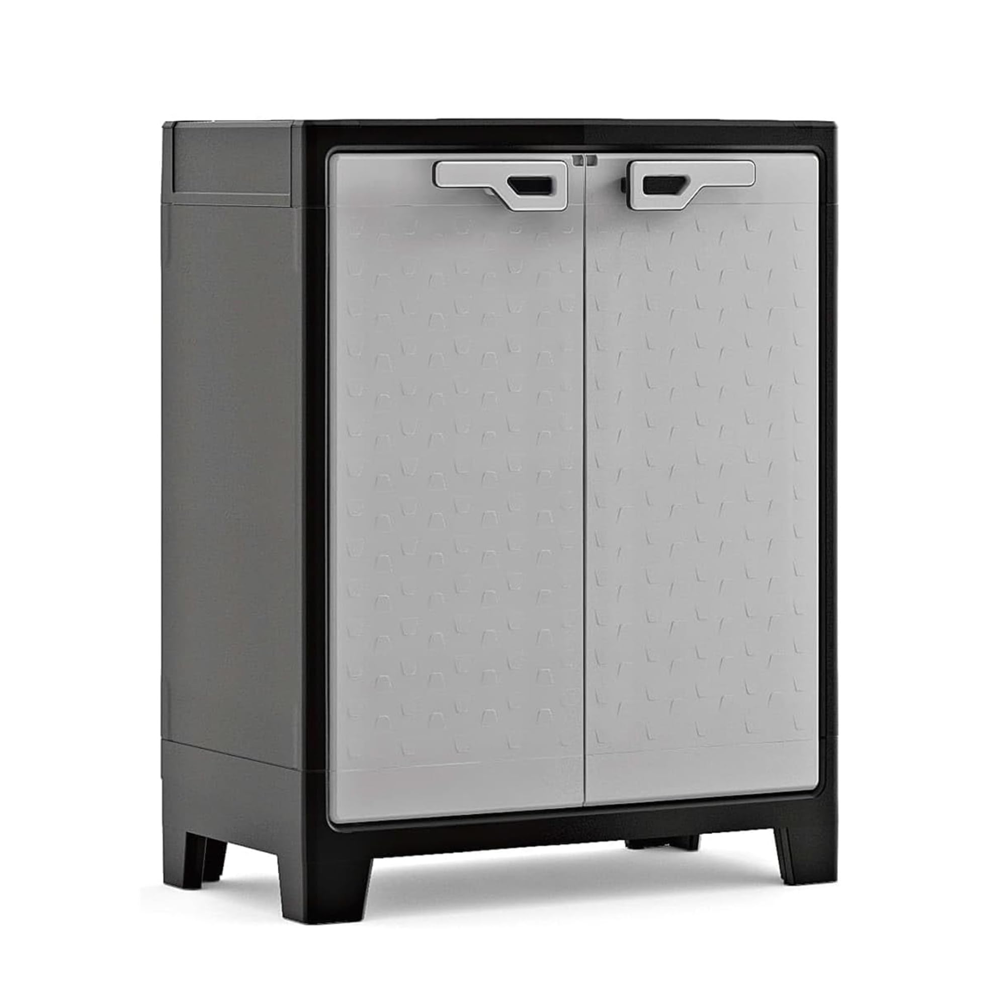 Keter Titan Kunststoffschrank, hoch, schwarz/grau, 80 x 44 x 182 cm, inkl. 4 Einlegeböden mit je 30kg Tragkraft, für drinnen und draußen, UV- und wasserbeständig, aus 70% recycelten Materialien