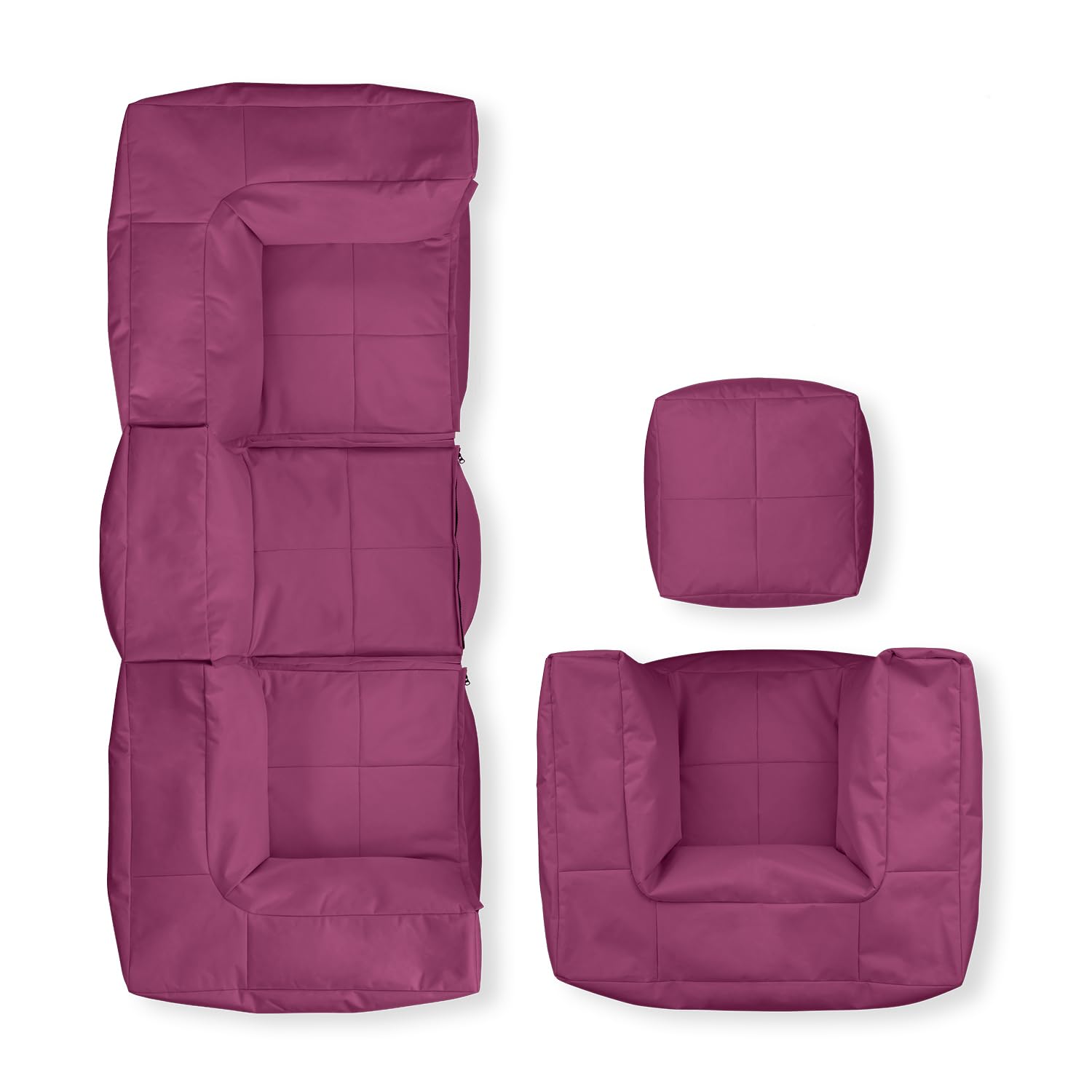 Lumaland Modulares Basic Set - Cord-Reihe | Indoor Sitzsäcke mit Softer Struktur, ideal Sofa Modulen & zum Pouf | Bean Bag mit Füllung - für Wohnzimmer & Co.