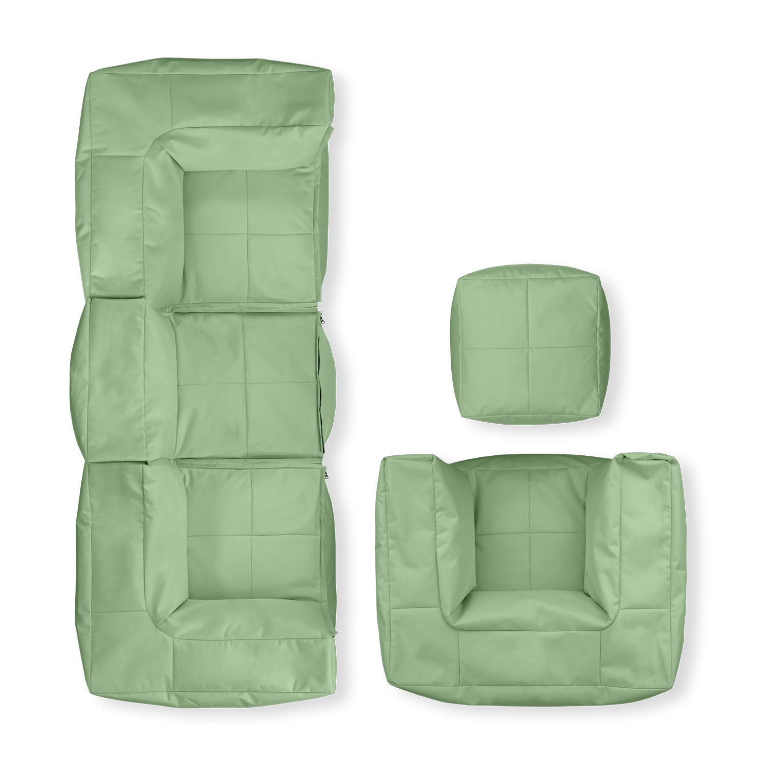 Lumaland Modulares Basic Set - Cord-Reihe | Indoor Sitzsäcke mit Softer Struktur, ideal Sofa Modulen & zum Pouf | Bean Bag mit Füllung - für Wohnzimmer & Co.