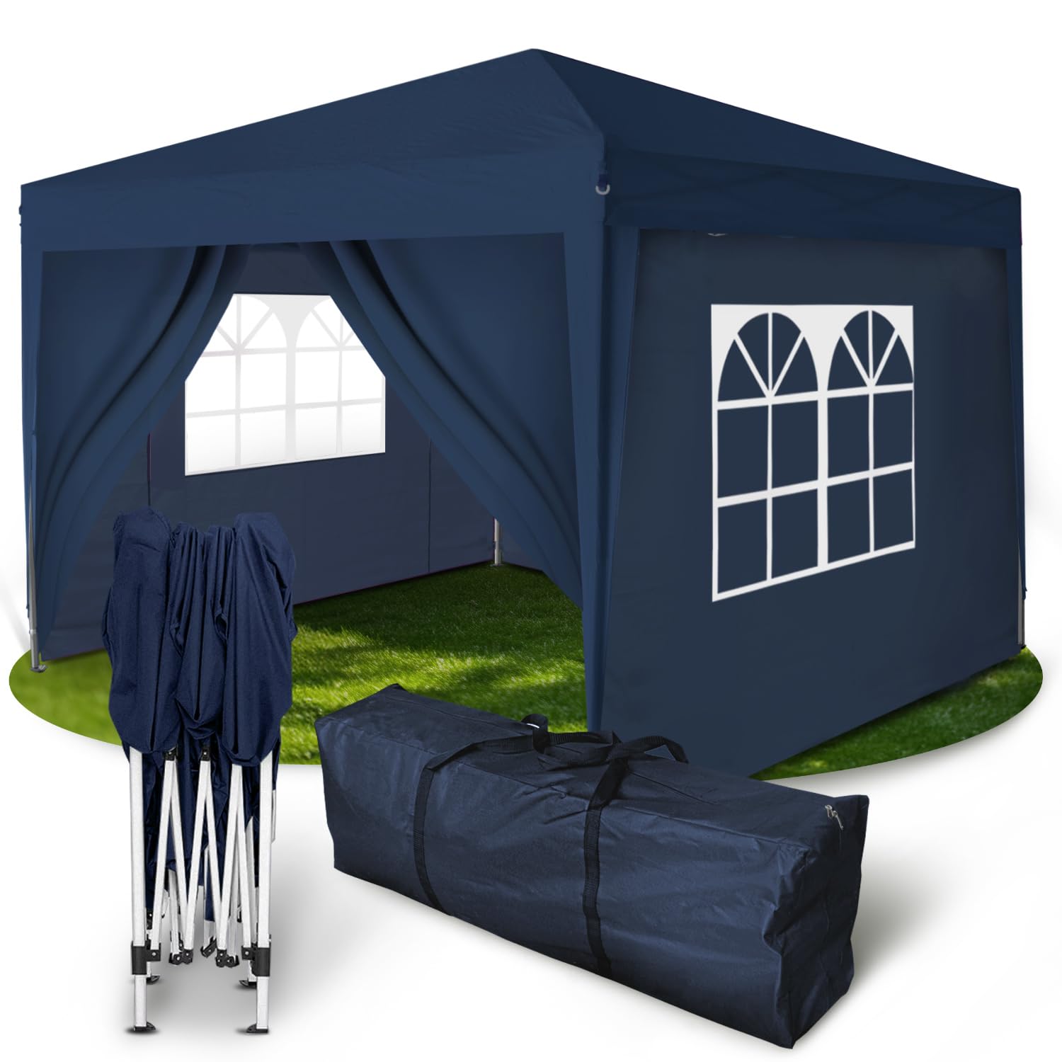 Kronenburg Faltpavillon wasserdicht Dachmaß 3 x 3 m UV Schutz 50+ Pavillon in Schwarz mit 4 Seitenteilen